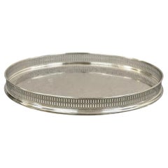 Used WA Italy Oval Silver Plated Pierced Gallery Serving Platter Tray