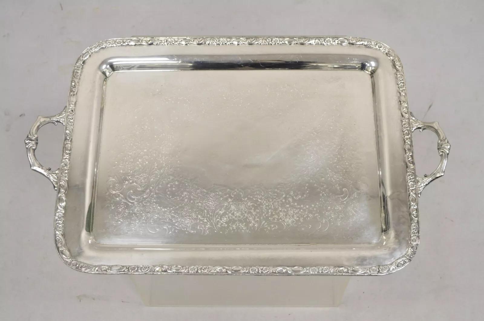 Vintage WA Rogers Victorian Rose 992 Bandeja de plata plateada para servir en venta 4
