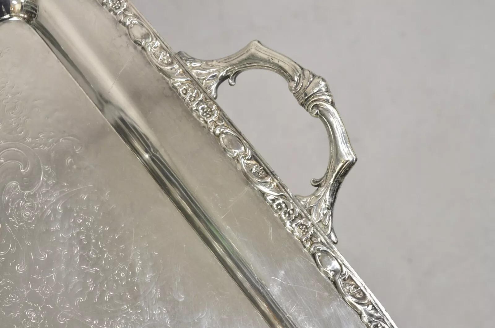 Vintage WA Rogers Victorian Rose 992 Bandeja de plata plateada para servir en Bueno estado para la venta en Philadelphia, PA