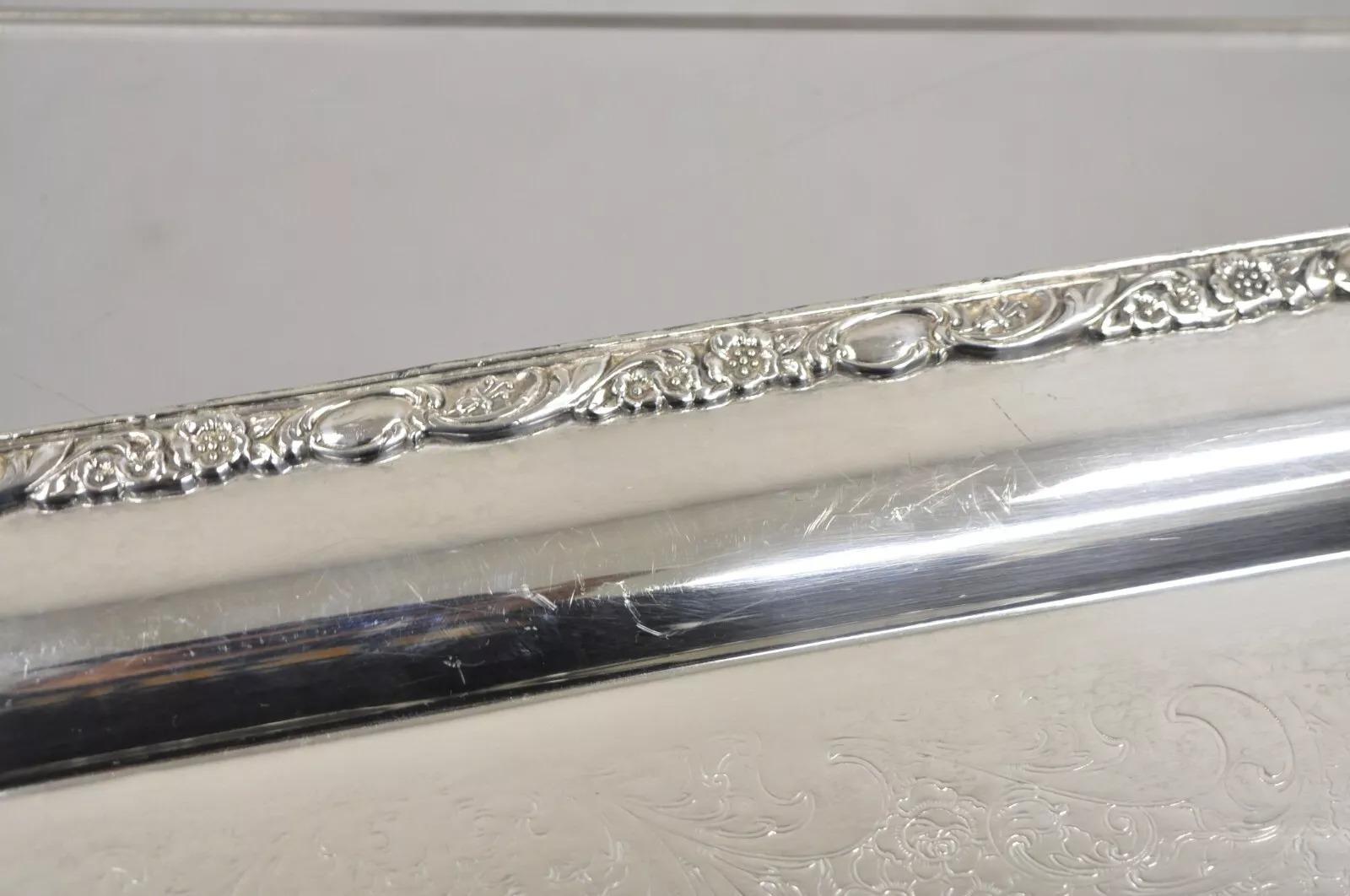 Vintage WA Rogers Victorian Rose 992 Bandeja de plata plateada para servir en venta 1