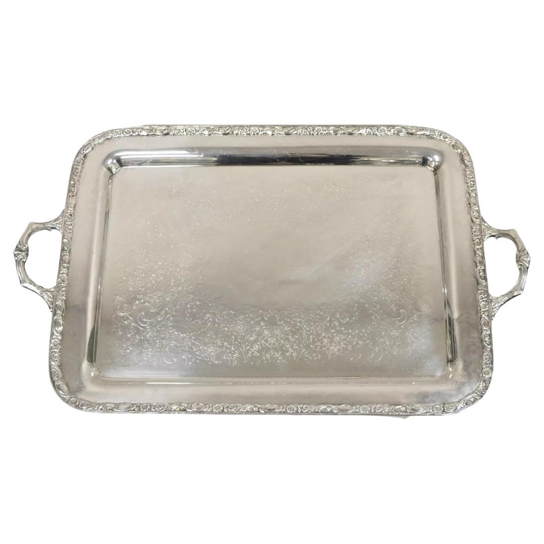Vintage WA Rogers Victorian Rose 992 Bandeja de plata plateada para servir