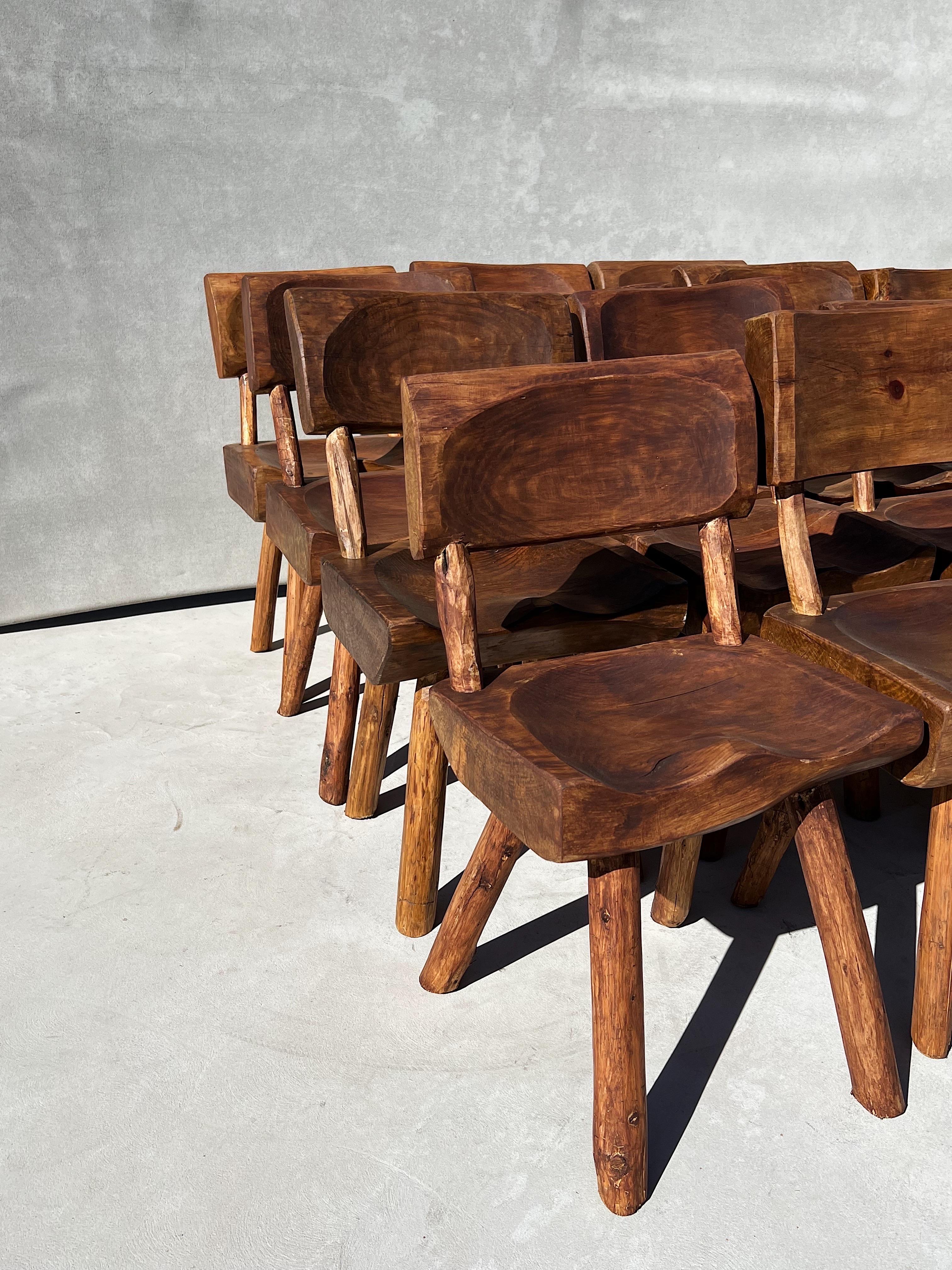 Adirondack Vintage Wabi Sabi Artisanal Wood Dining Chairs, Set of 16