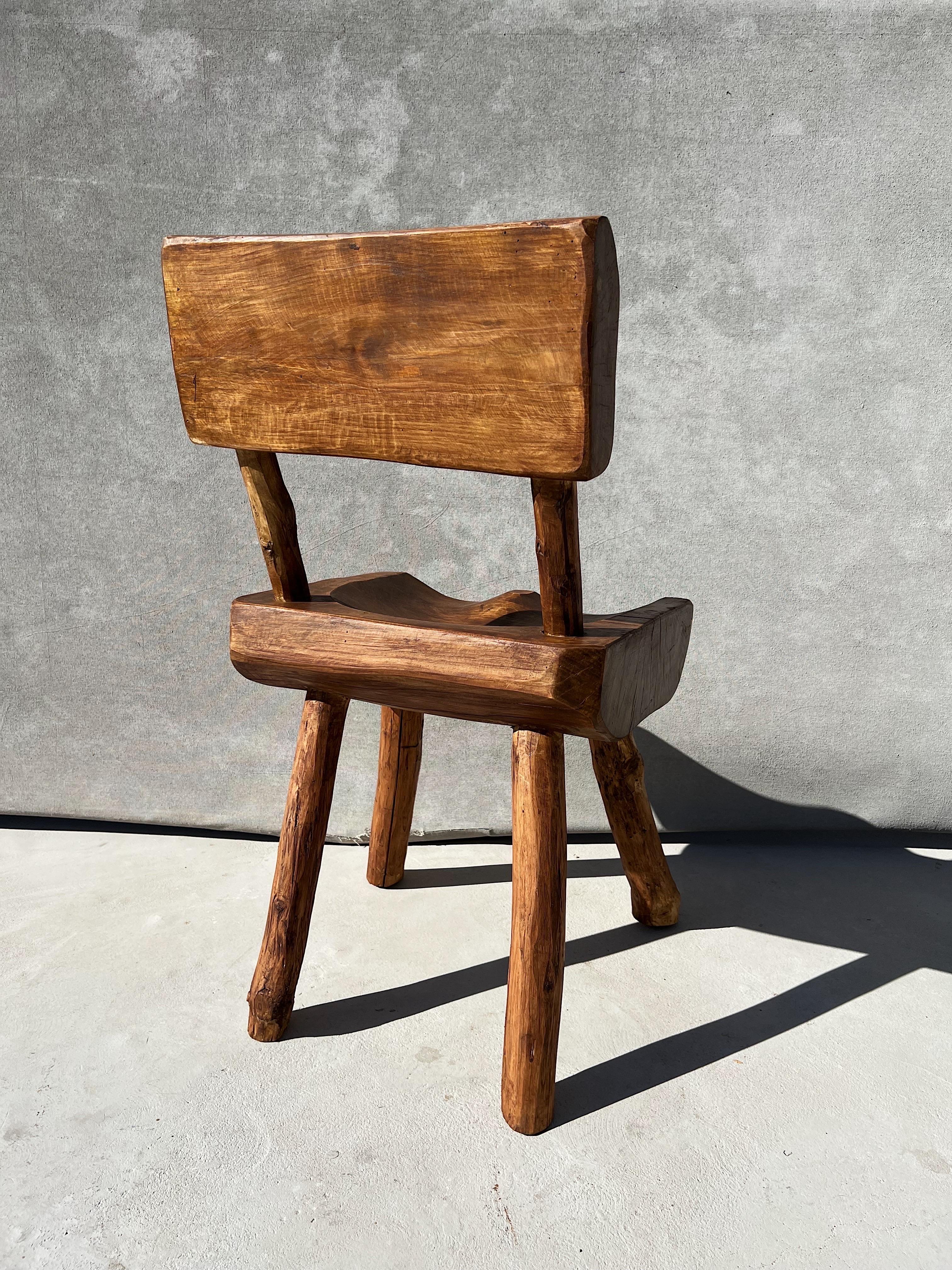 20th Century Vintage Wabi Sabi Artisanal Wood Dining Chairs - Set of 8