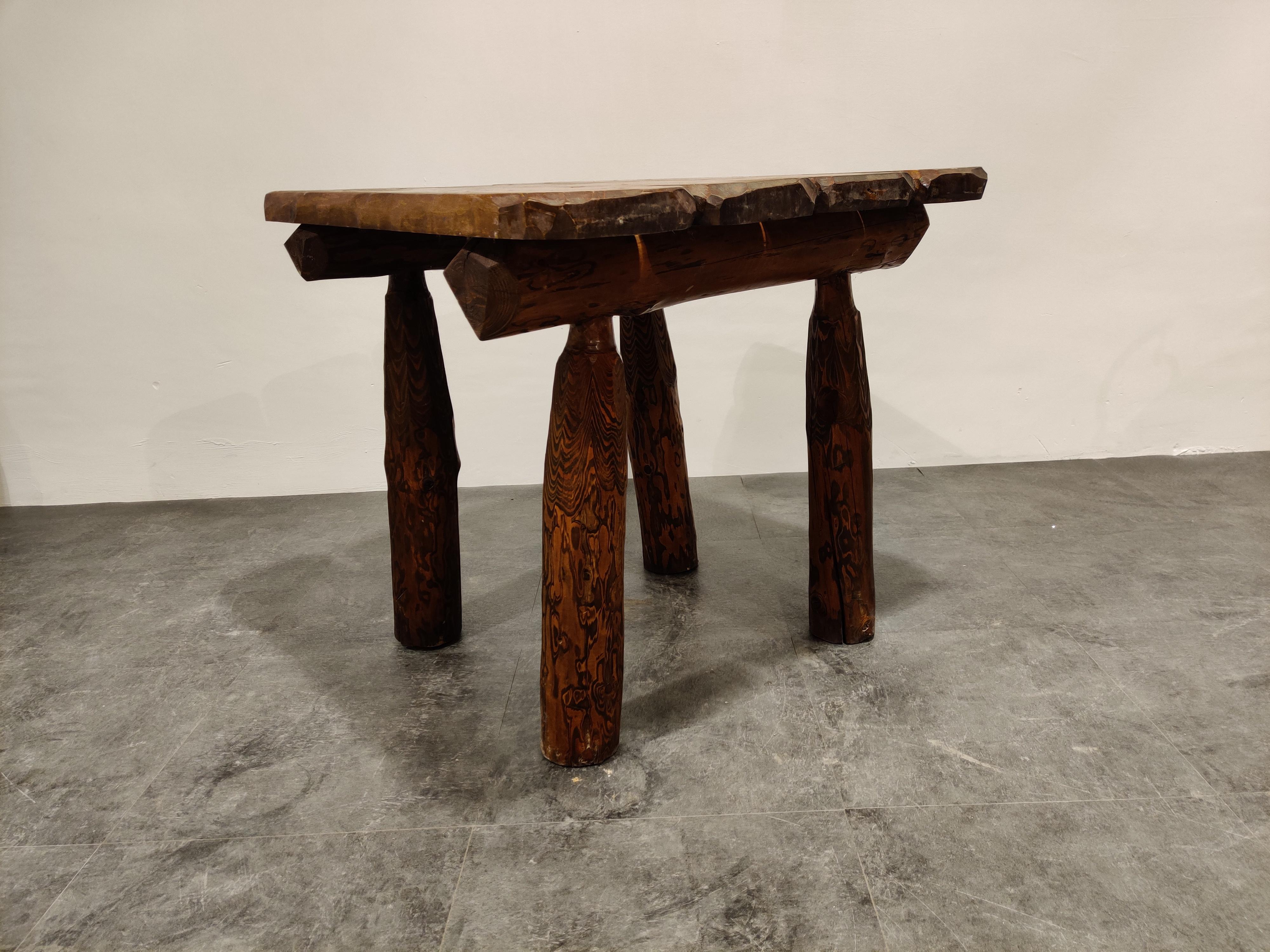 Late 20th Century Vintage Wabi Sabi Dining Chairs and Table, 1960s