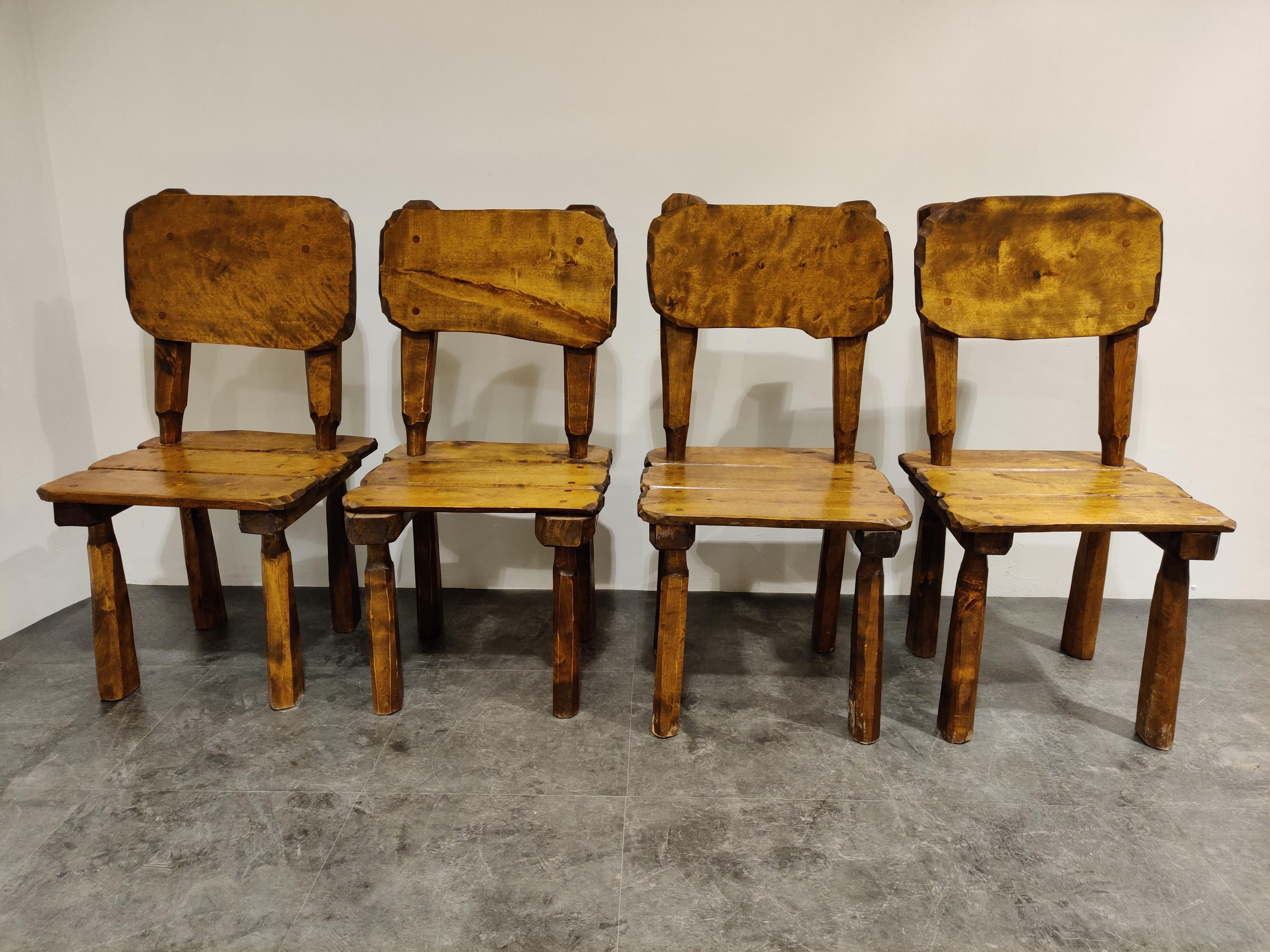 Oak Vintage Wabi Sabi Dining Chairs and Table, 1960s