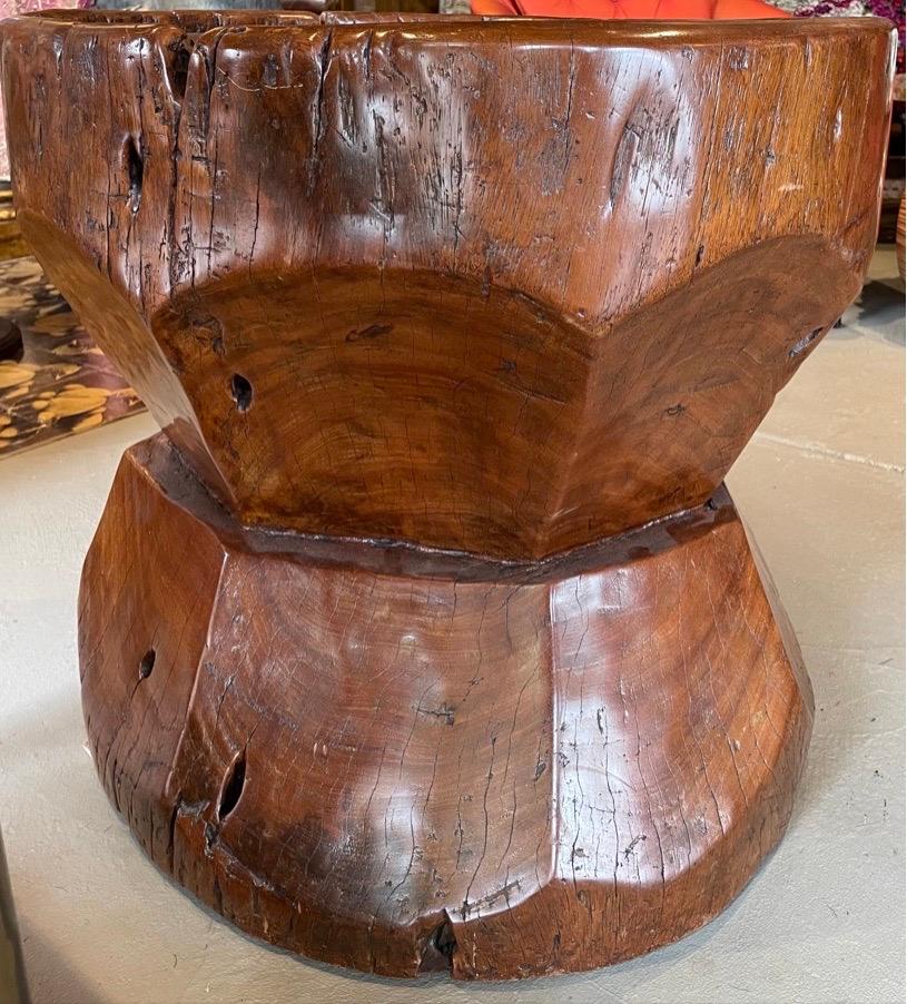 Balinese Vintage Wabi Sabi Teak Carved Table For Sale