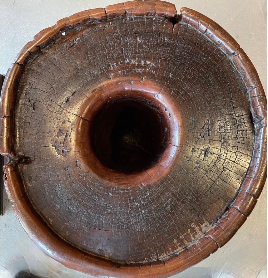 Vintage Wabi Sabi Teak Carved Table In Good Condition For Sale In San Francisco, CA