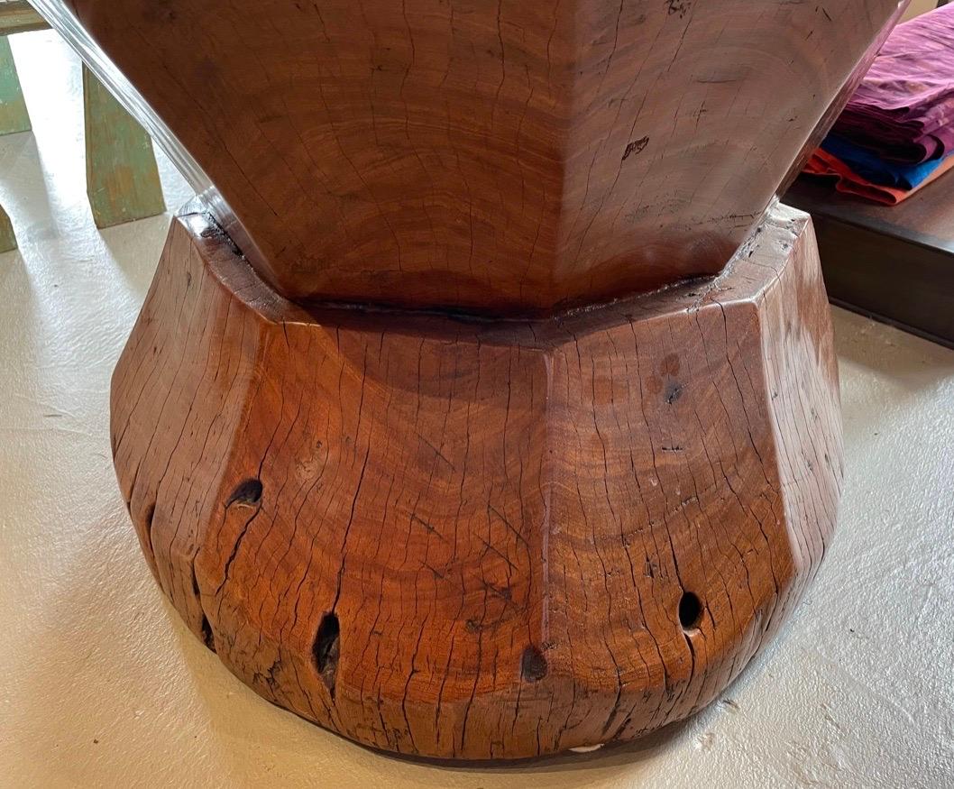 Mid-20th Century Vintage Wabi Sabi Teak Carved Table For Sale