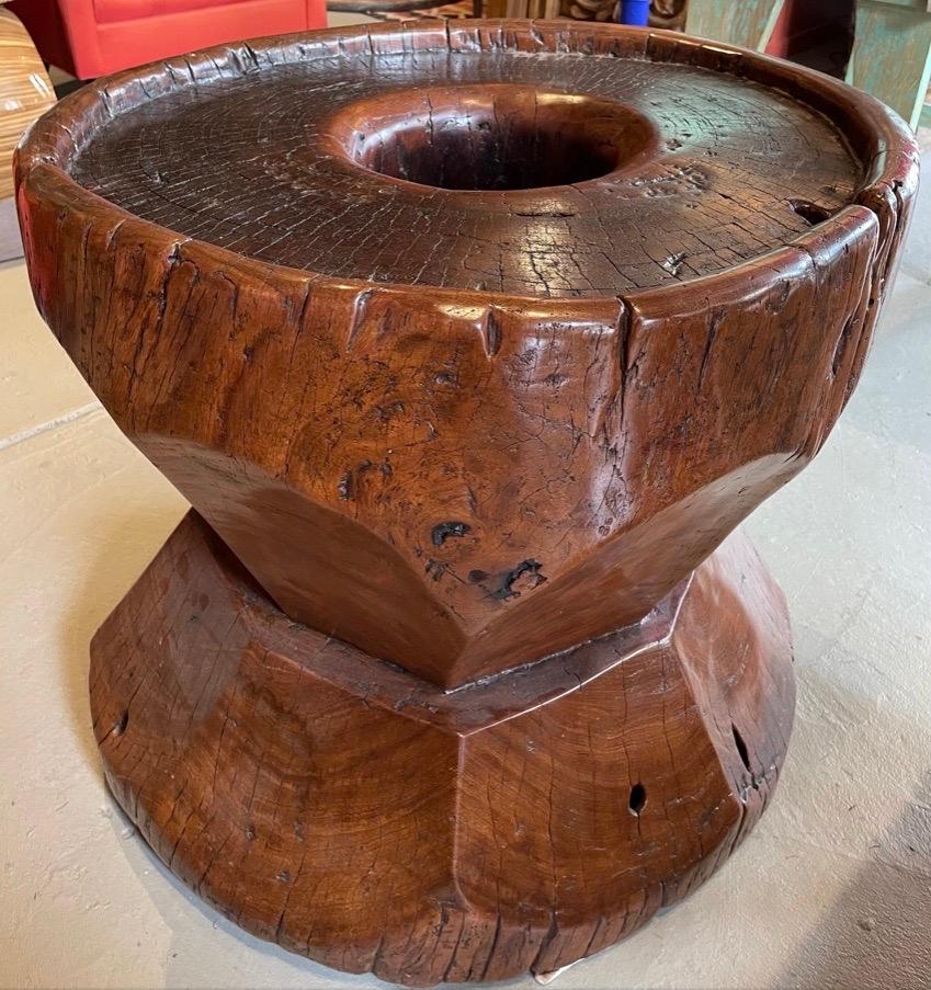 Vintage Wabi Sabi Teak Carved Table For Sale 2
