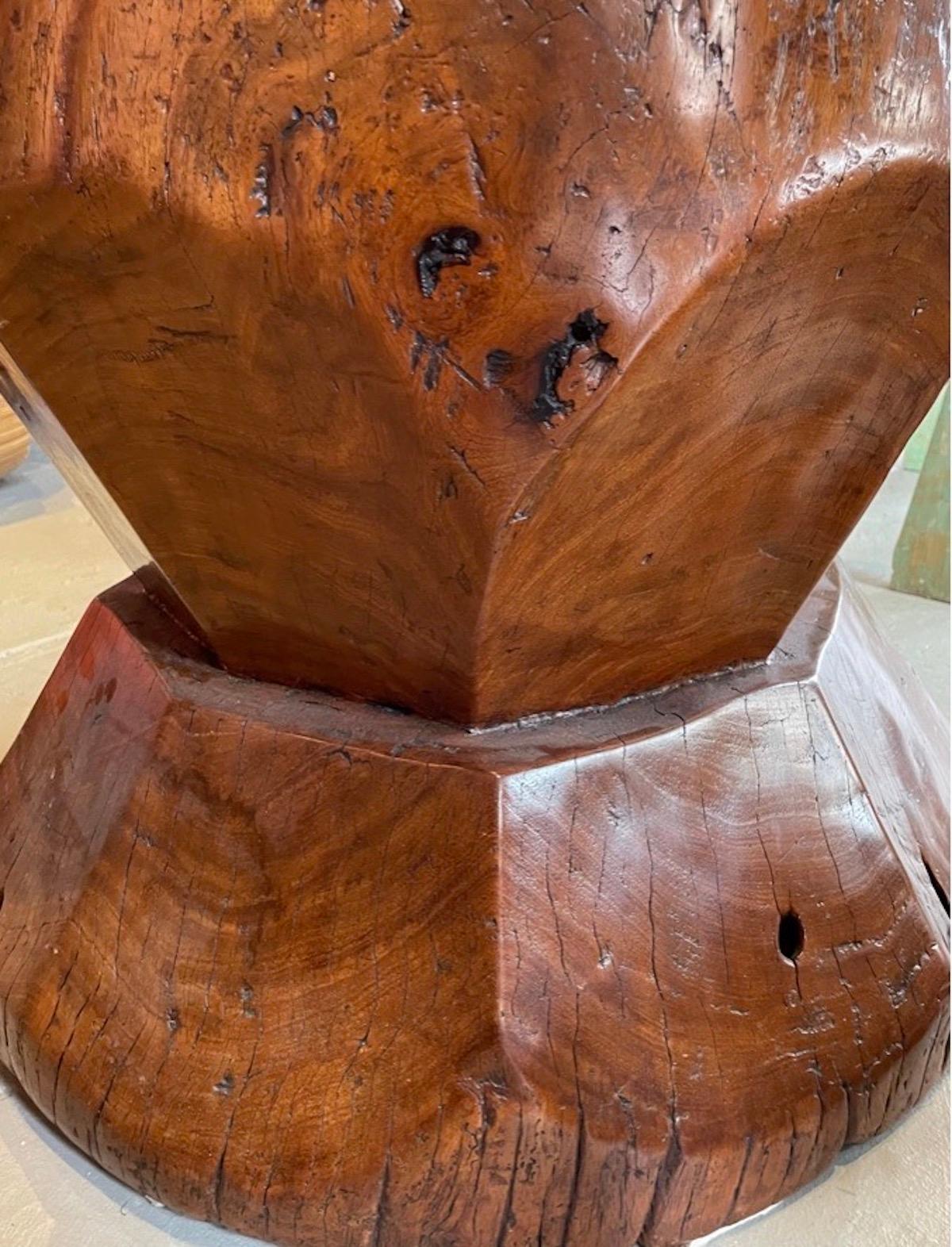 Vintage Wabi Sabi Teak Carved Table For Sale 3