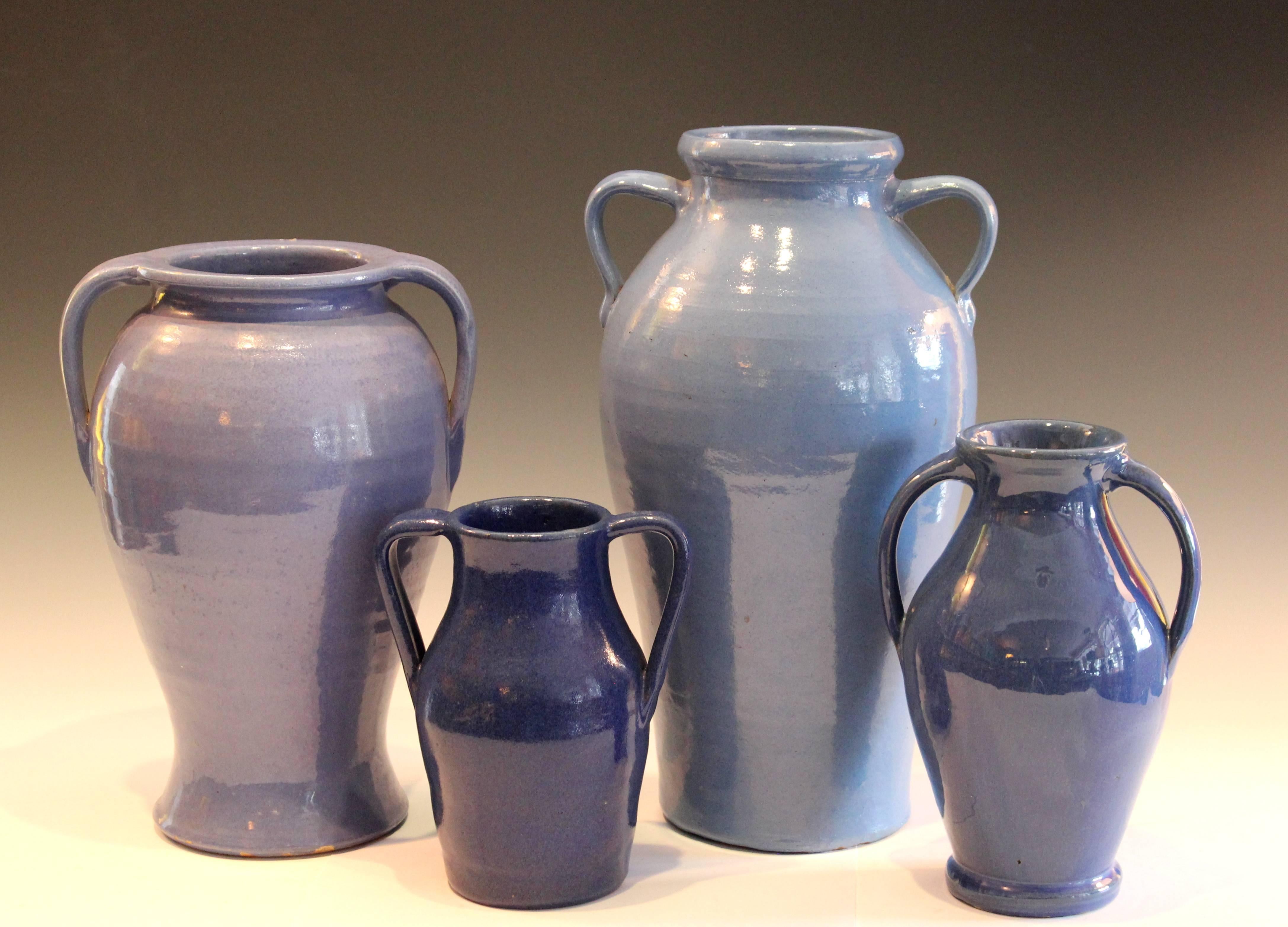 Turned Vintage Waco Bybee KY Kentucky Southern Folk Blue Arts & Crafts Pottery Vase