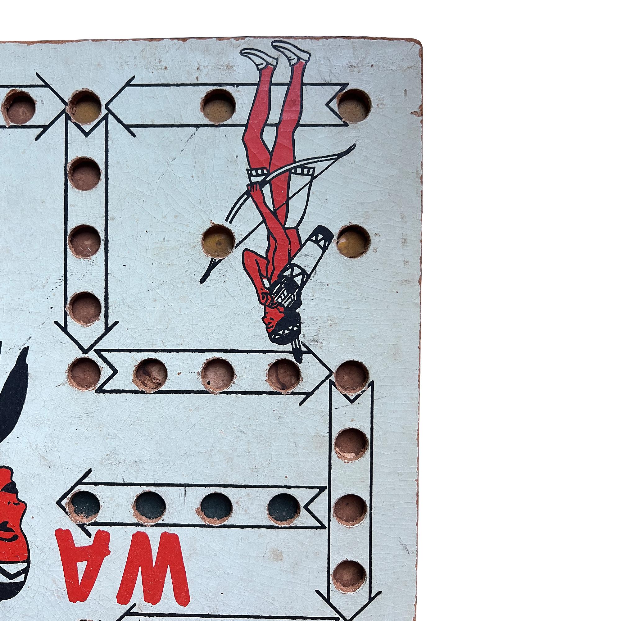 Mid-Century Modern Jeu de pachisi réversible et damier Vintage By - Mid-Century Folk Art en vente