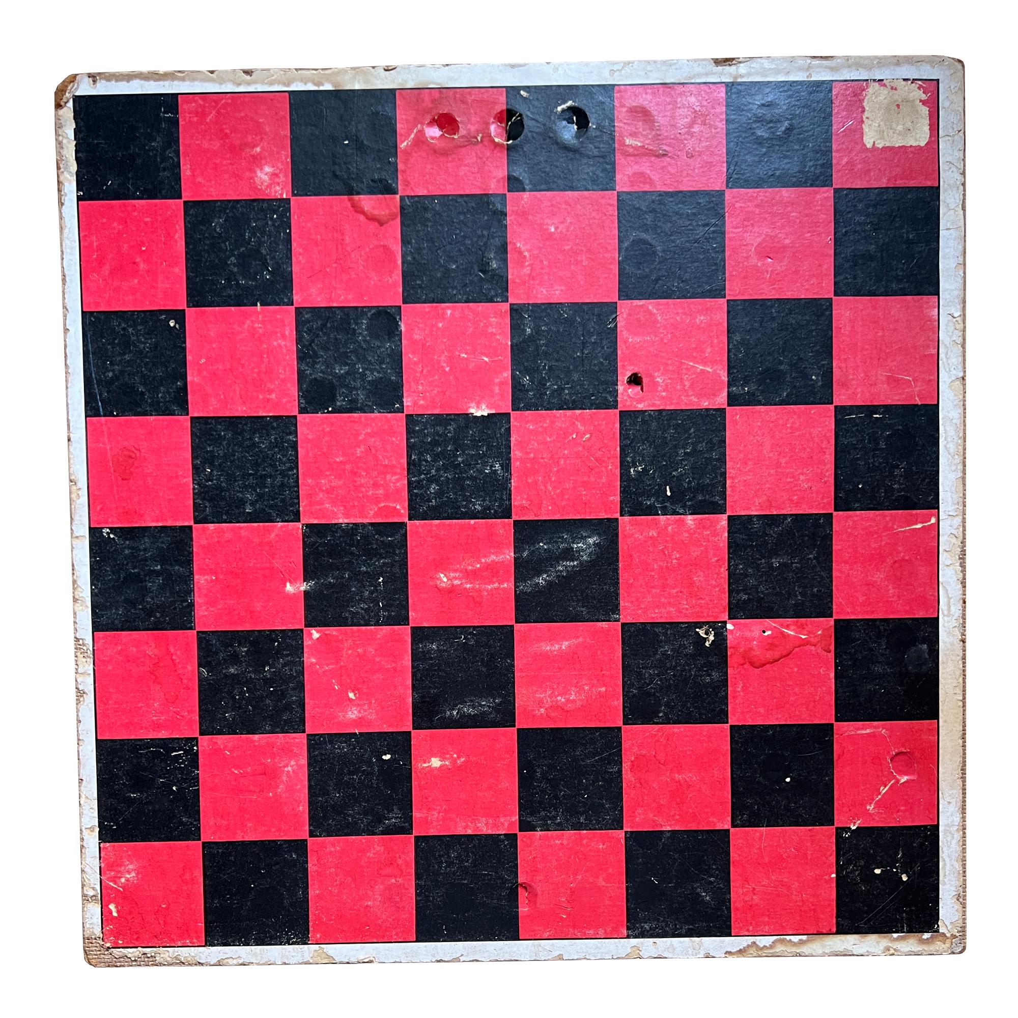 Massonite Jeu de pachisi réversible et damier Vintage By - Mid-Century Folk Art en vente