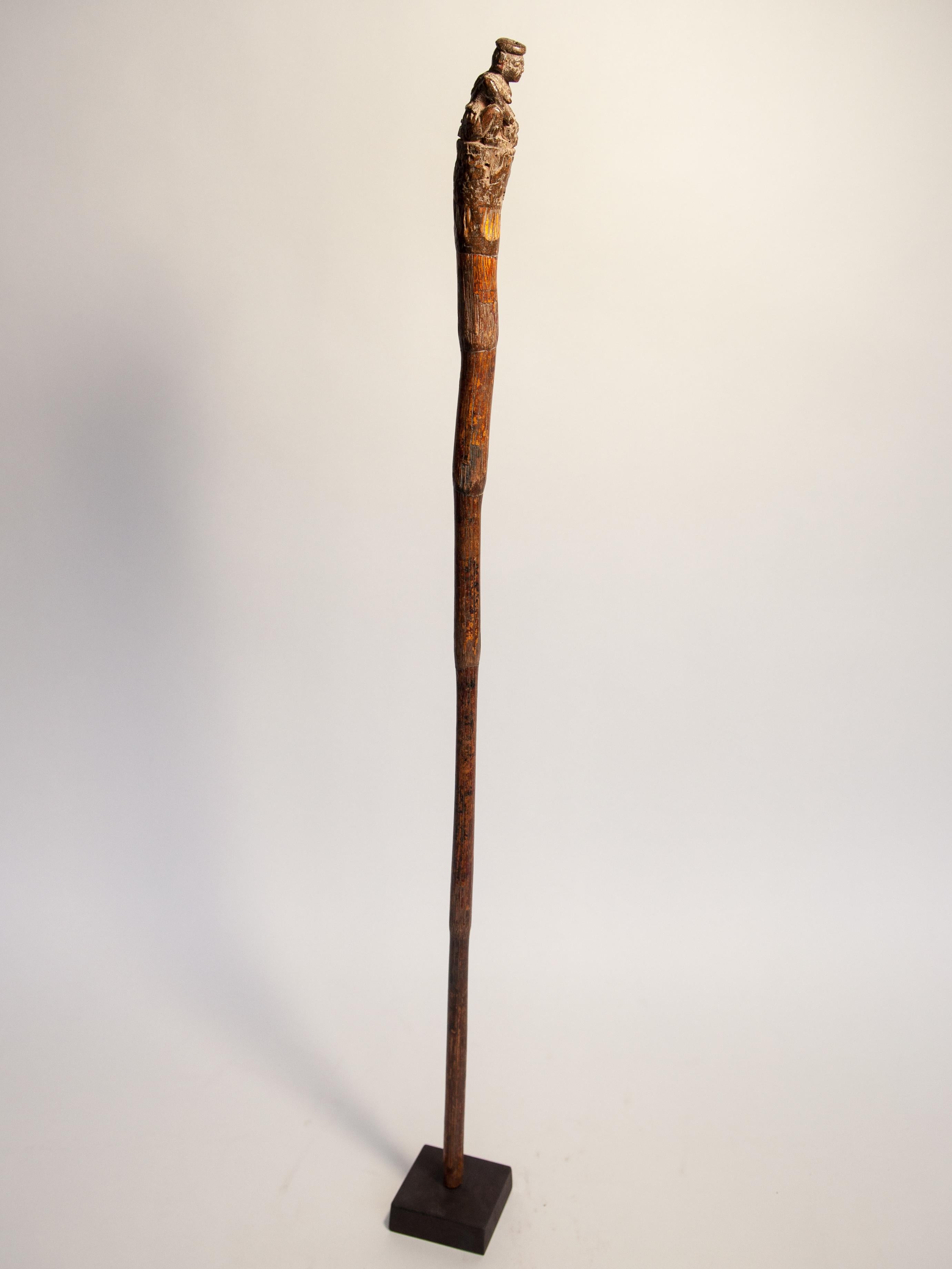 Vintage Walking Stick with Carved Figure, from Burma, Bamboo, Early 20th Century 10