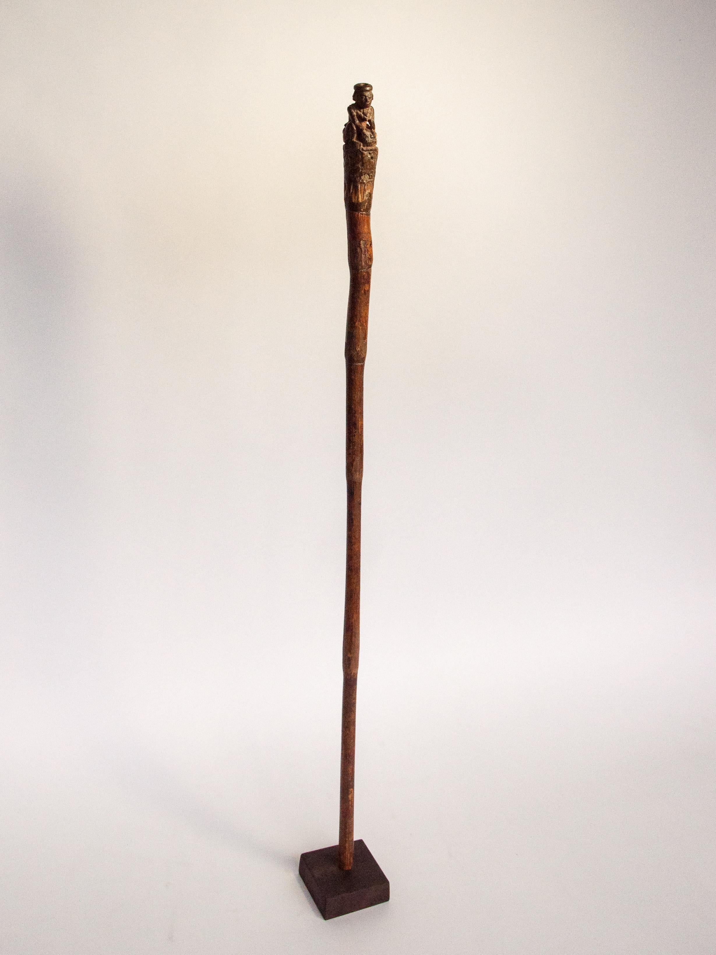 Vintage Walking Stick with Carved Figure, from Burma, Bamboo, Early 20th Century 11