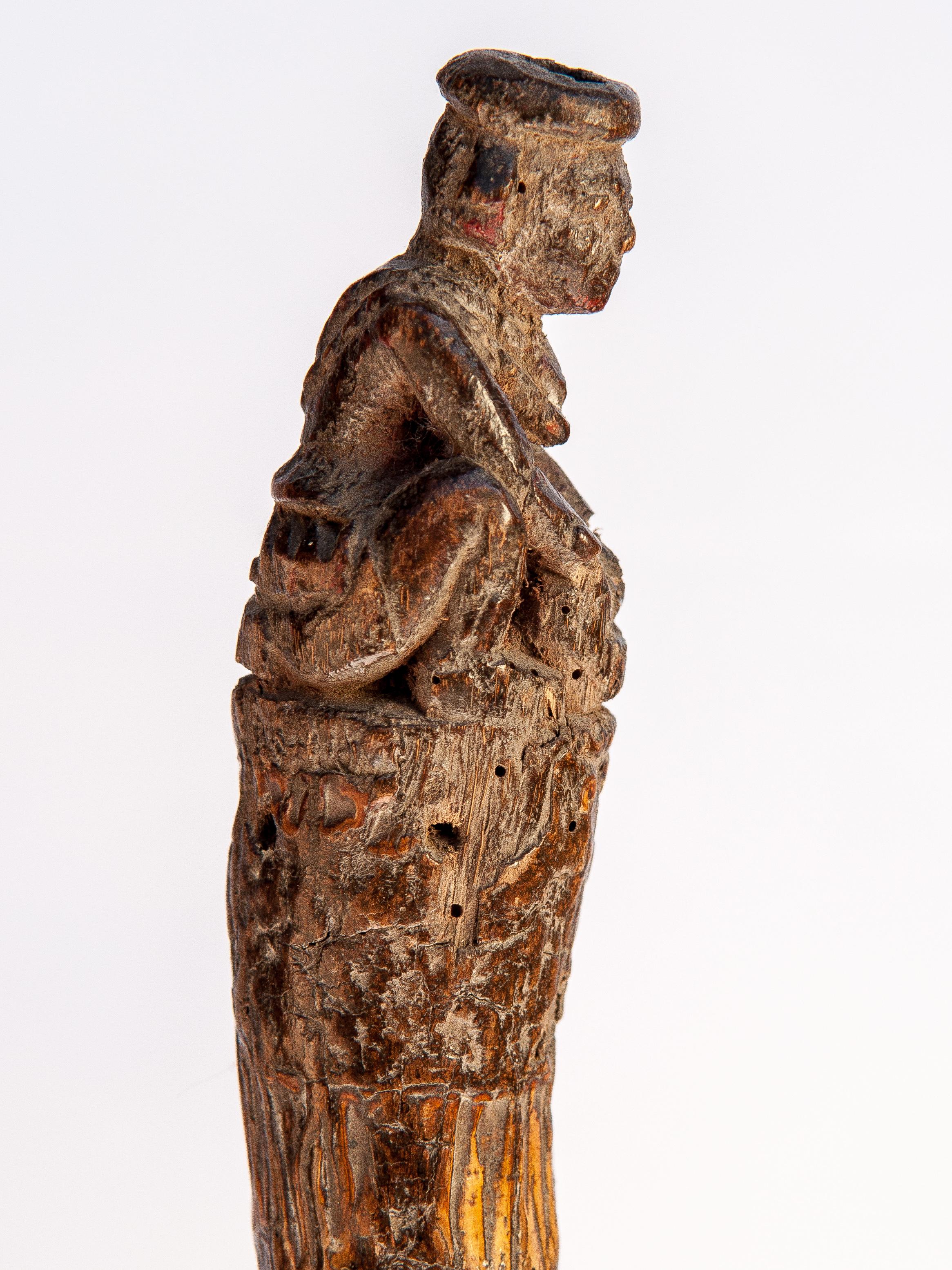 Vintage Walking Stick with Carved Figure, from Burma, Bamboo, Early 20th Century 2