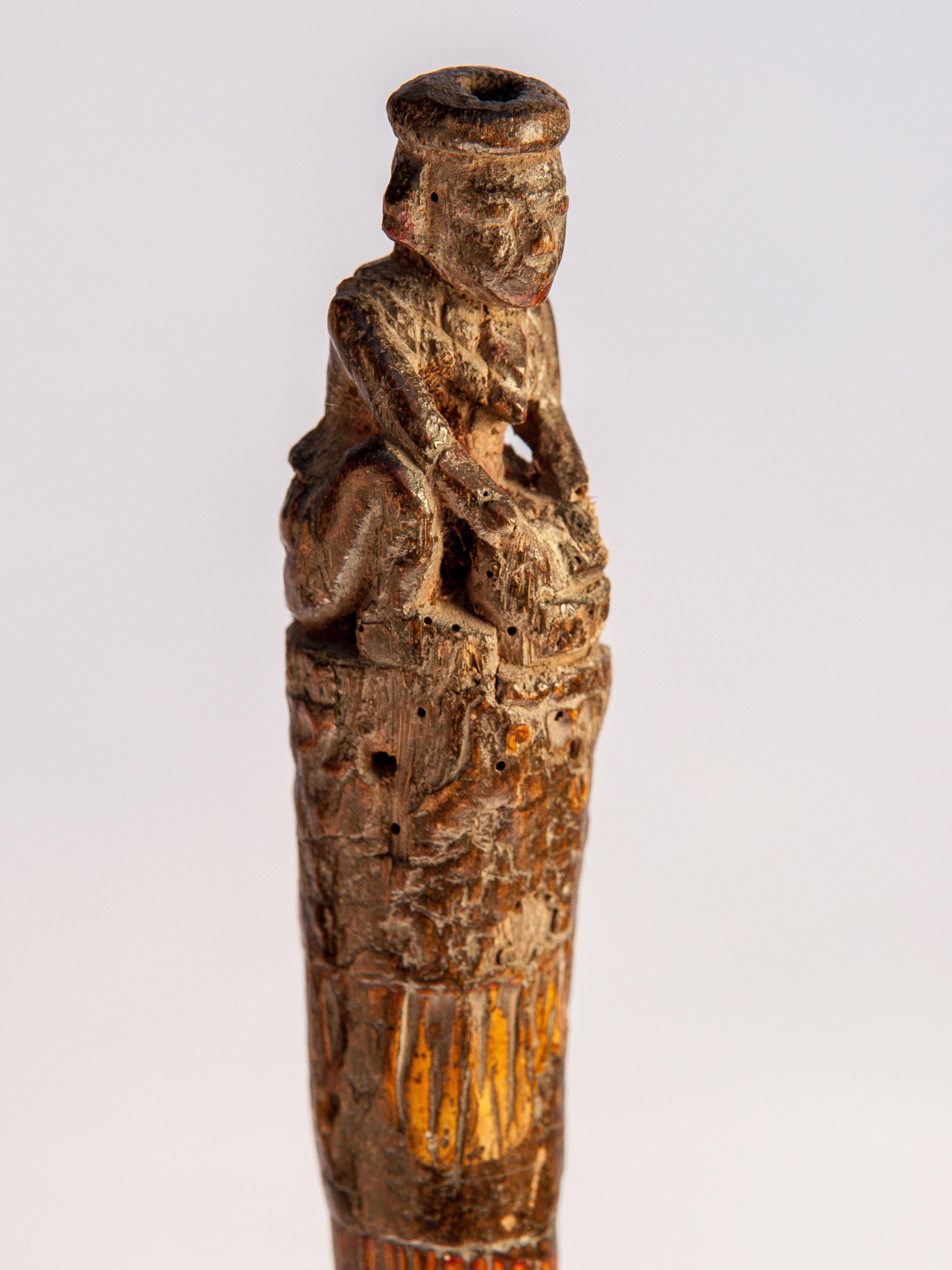 Vintage Walking Stick with Carved Figure, from Burma, Bamboo, Early 20th Century 3