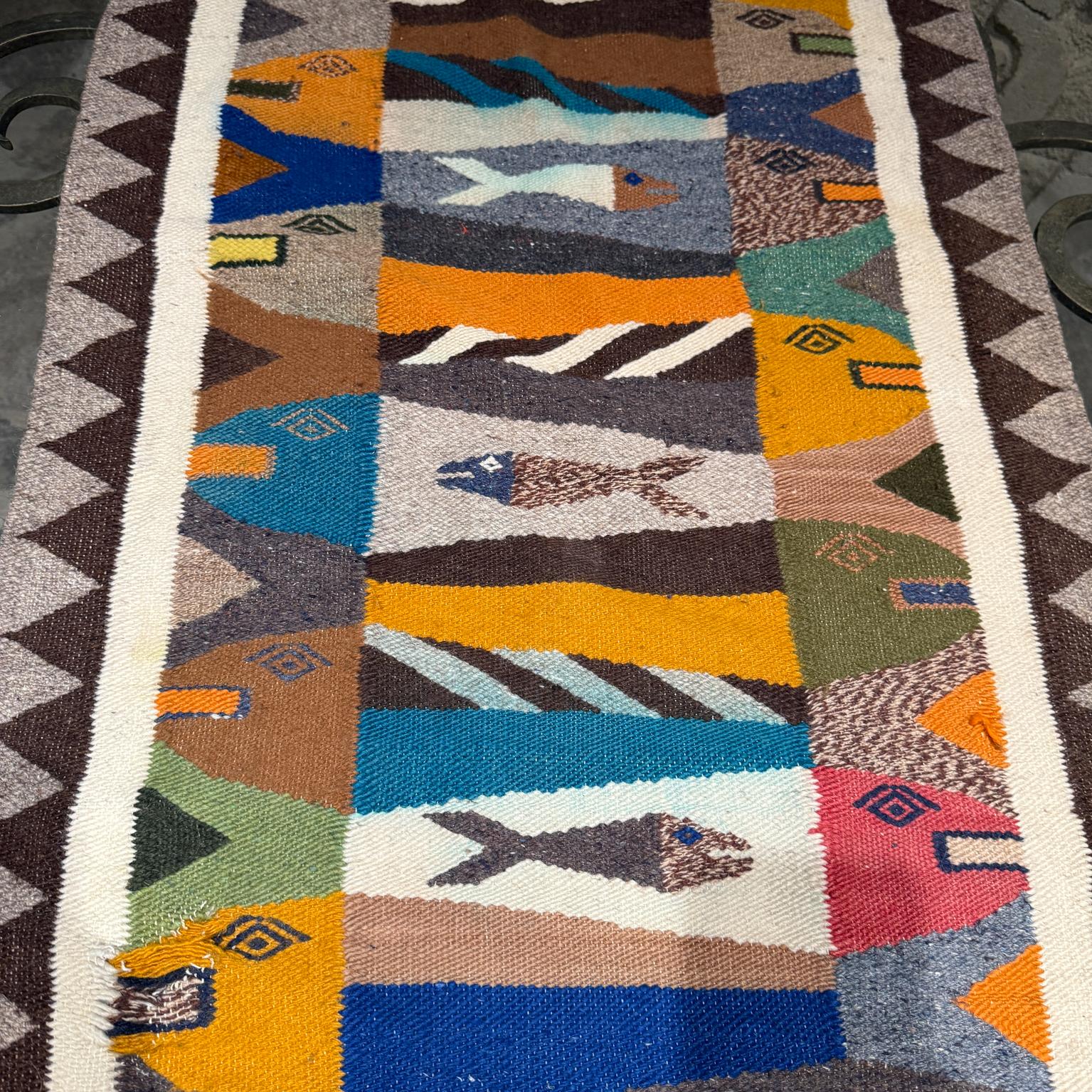 1960er Jahre Wandkunst Handgewebter Fisch Wandteppich Set im Zustand „Gut“ im Angebot in Chula Vista, CA