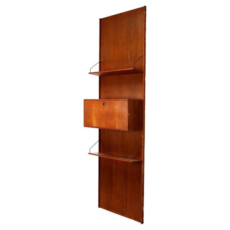 Vintage Wall Bookcase Teak Veneer, Italy, 1960s For Sale at 1stDibs