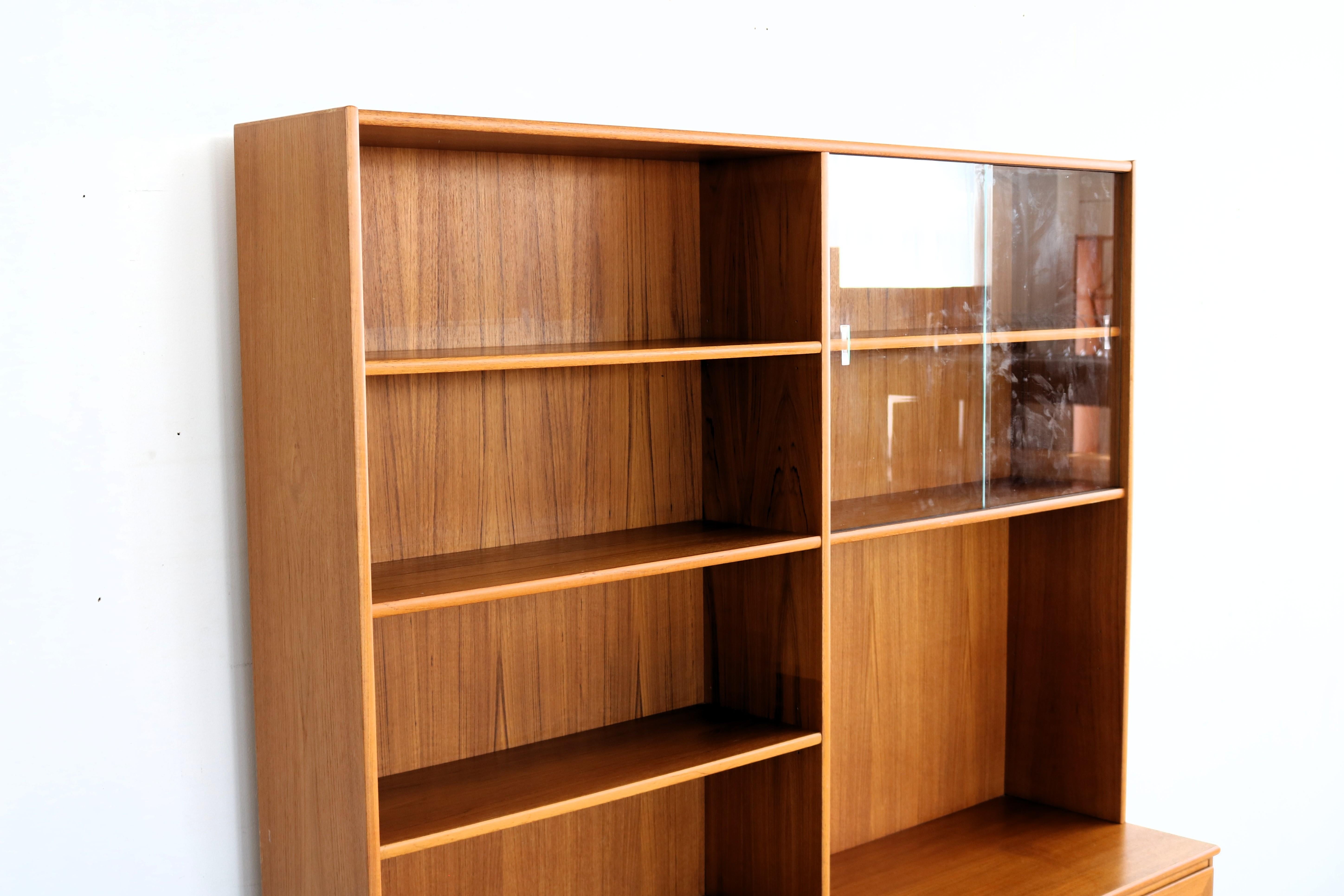 Glass vintage wall cabinet  bookcase  1960s  Swedish For Sale