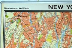 Vintage Wall Chart New York City Urban Map, USA 1950s