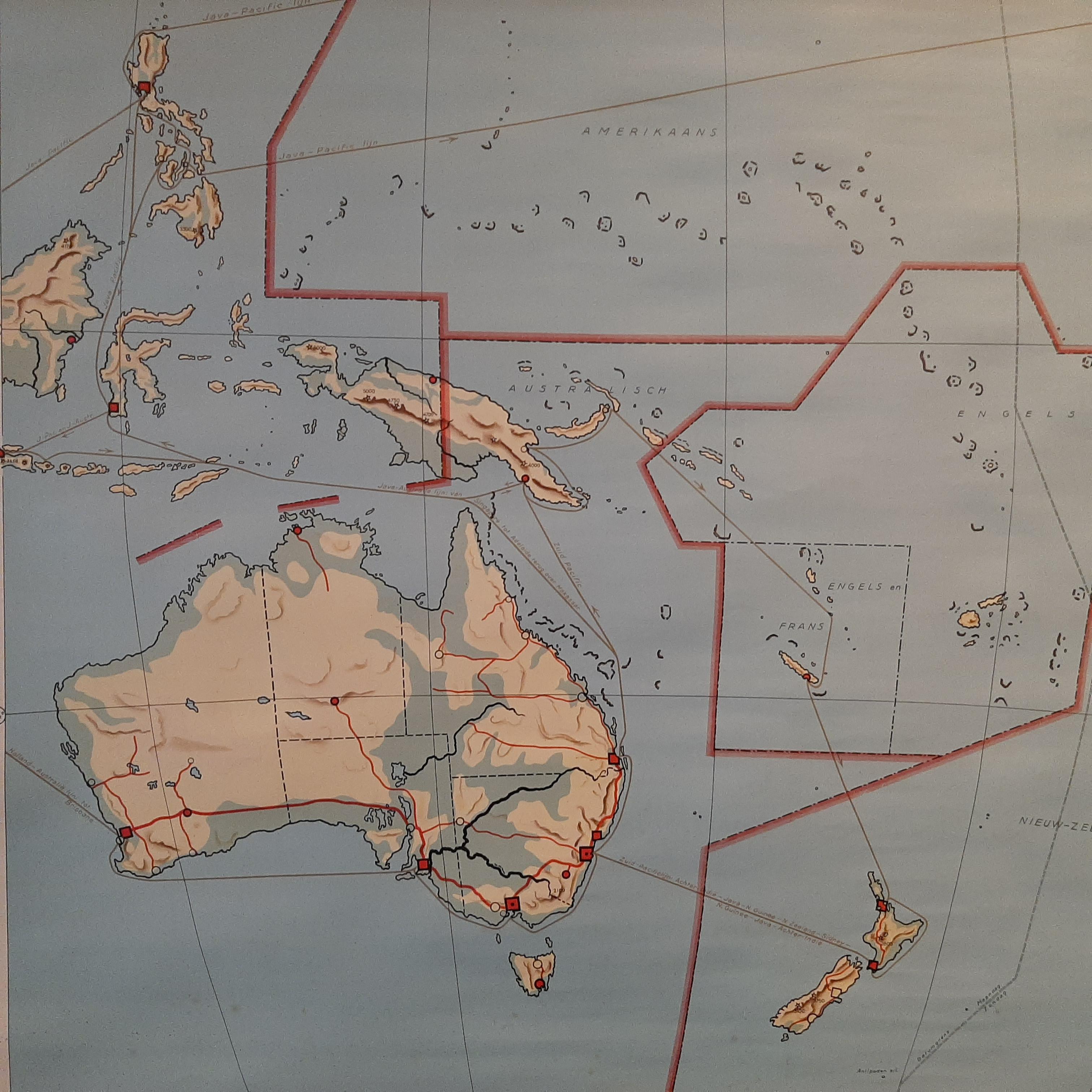 Wandtafel im Vintage-Stil aus Australien, 1949 im Zustand „Gut“ im Angebot in Langweer, NL