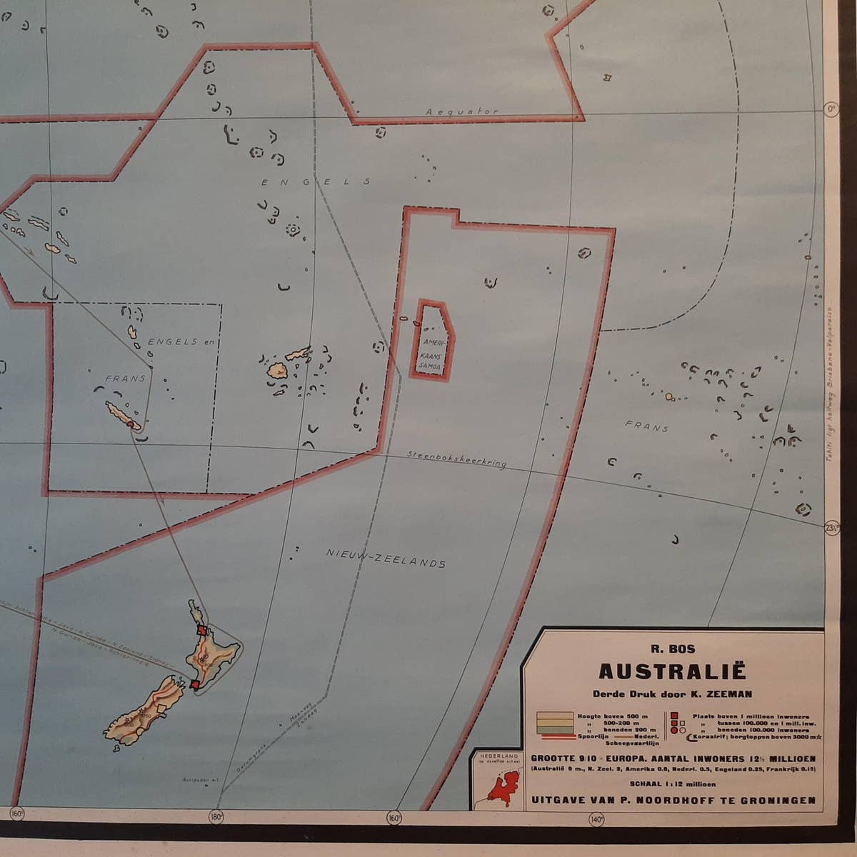 Vintage Wall Chart of Australia, 1949