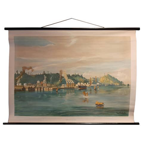 Vintage Wall Chart of Balikpapan 'Indonesia', circa 1920