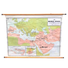 Vintage Wall Chart 'the Arabic World in the Early Middle Ages'
