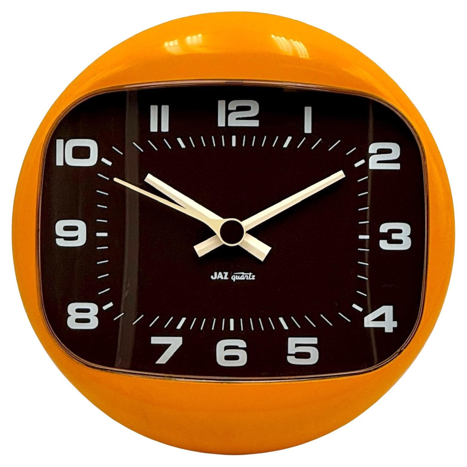 Vintage Wall Clock by JAZ - Iconic 70s Space Age Design in Mustard Yellow