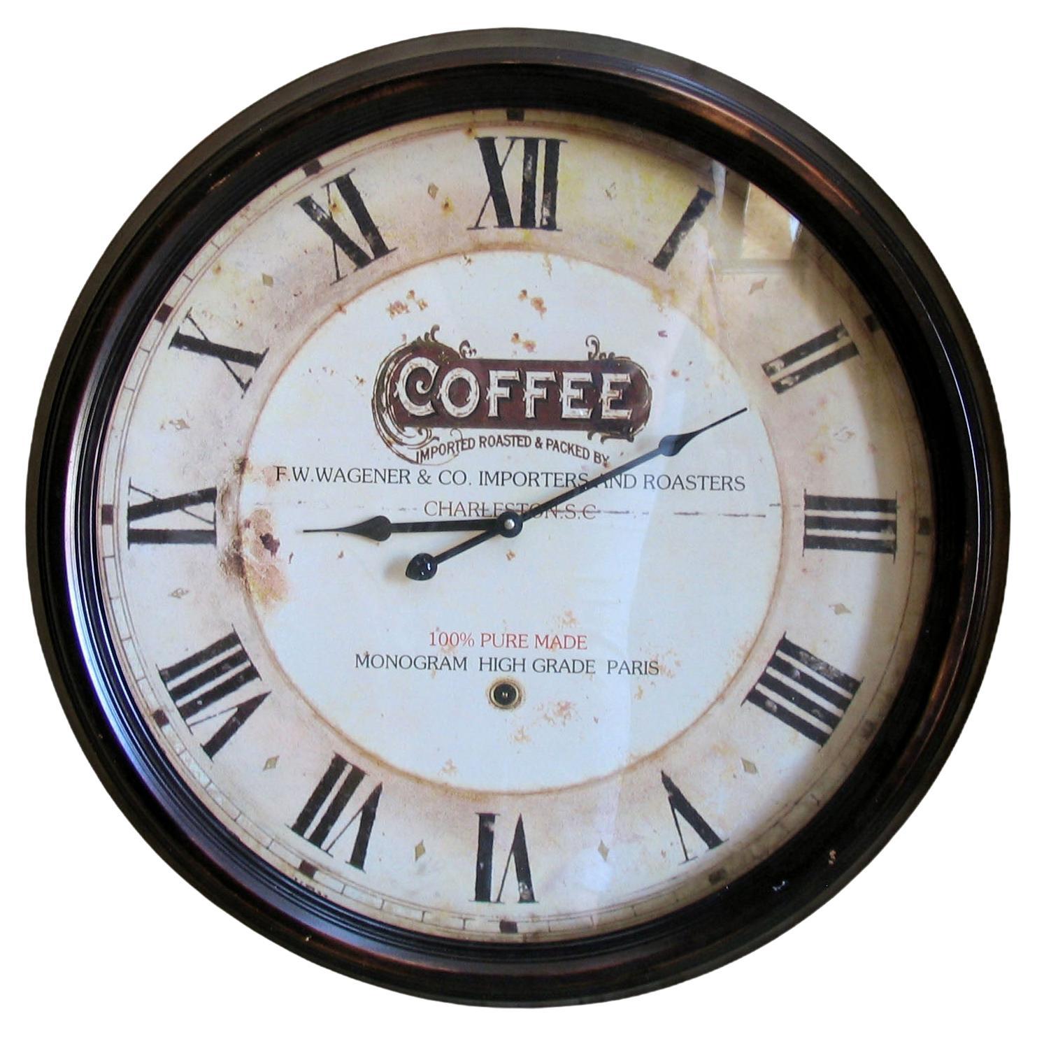 Vintage Wall Clock Coffee Wagener Advert For Sale