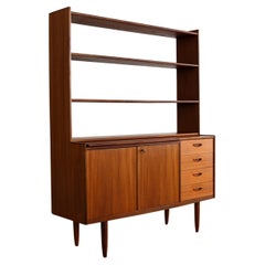 vintage wall cupboard  secretary  bookcase  teak