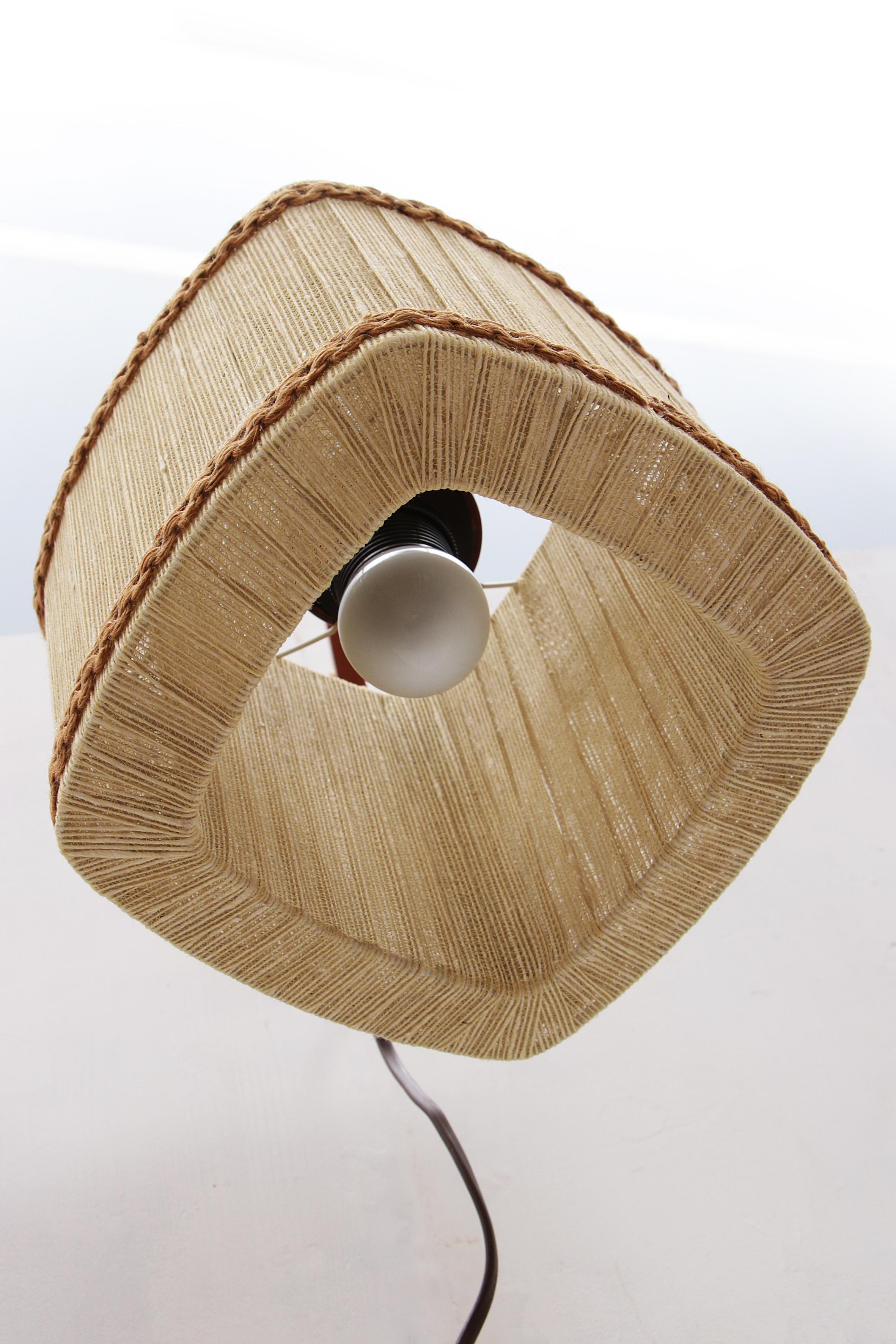 Vintage Wall hanging lamp made of rope and teak, 1960s Sweden. 4