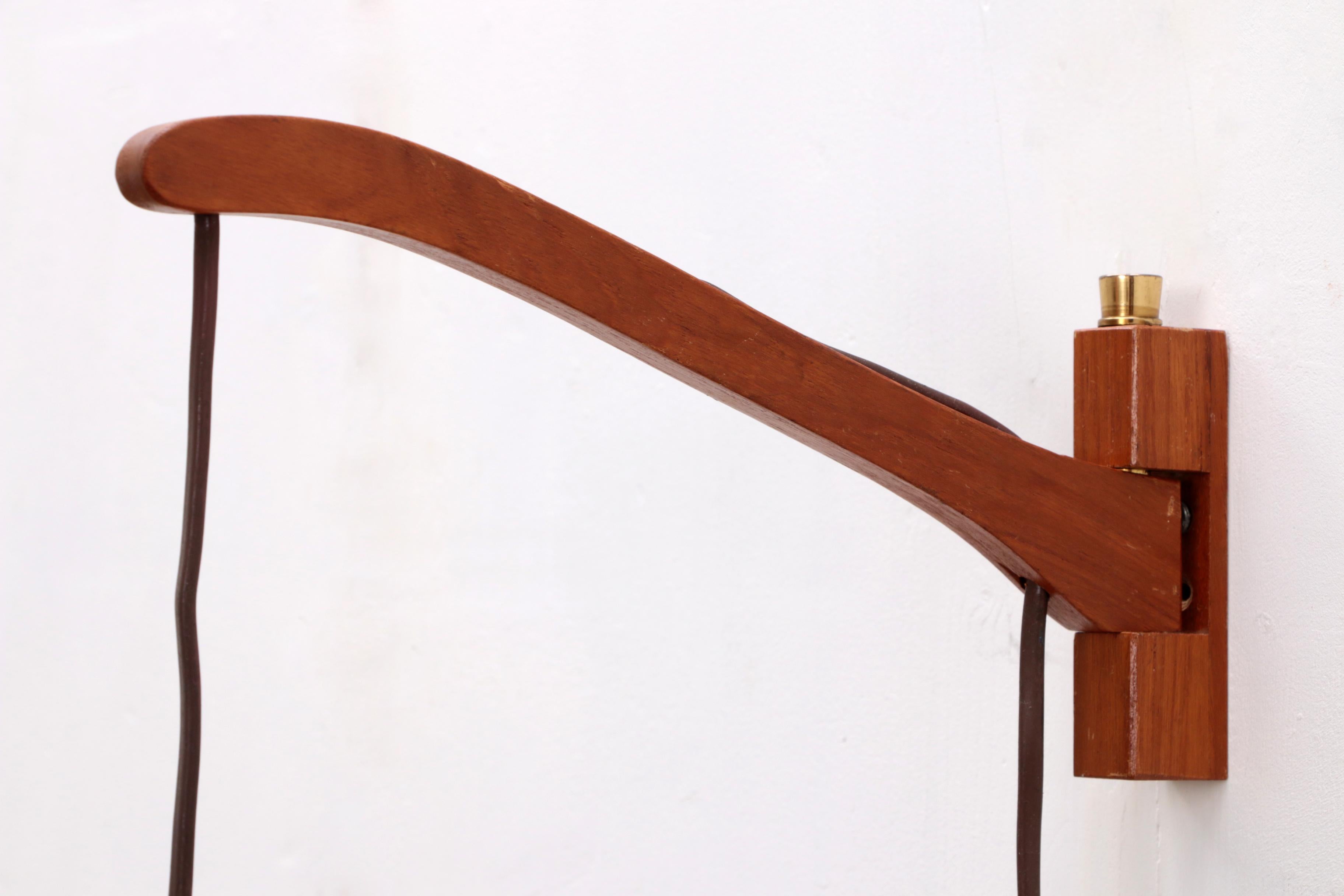 Rope Vintage Wall hanging lamp made of rope and teak, 1960s Sweden.