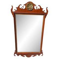 Vintage Wall Hanging Mirror Traditional With Solid Wood and Gold Shell Accent