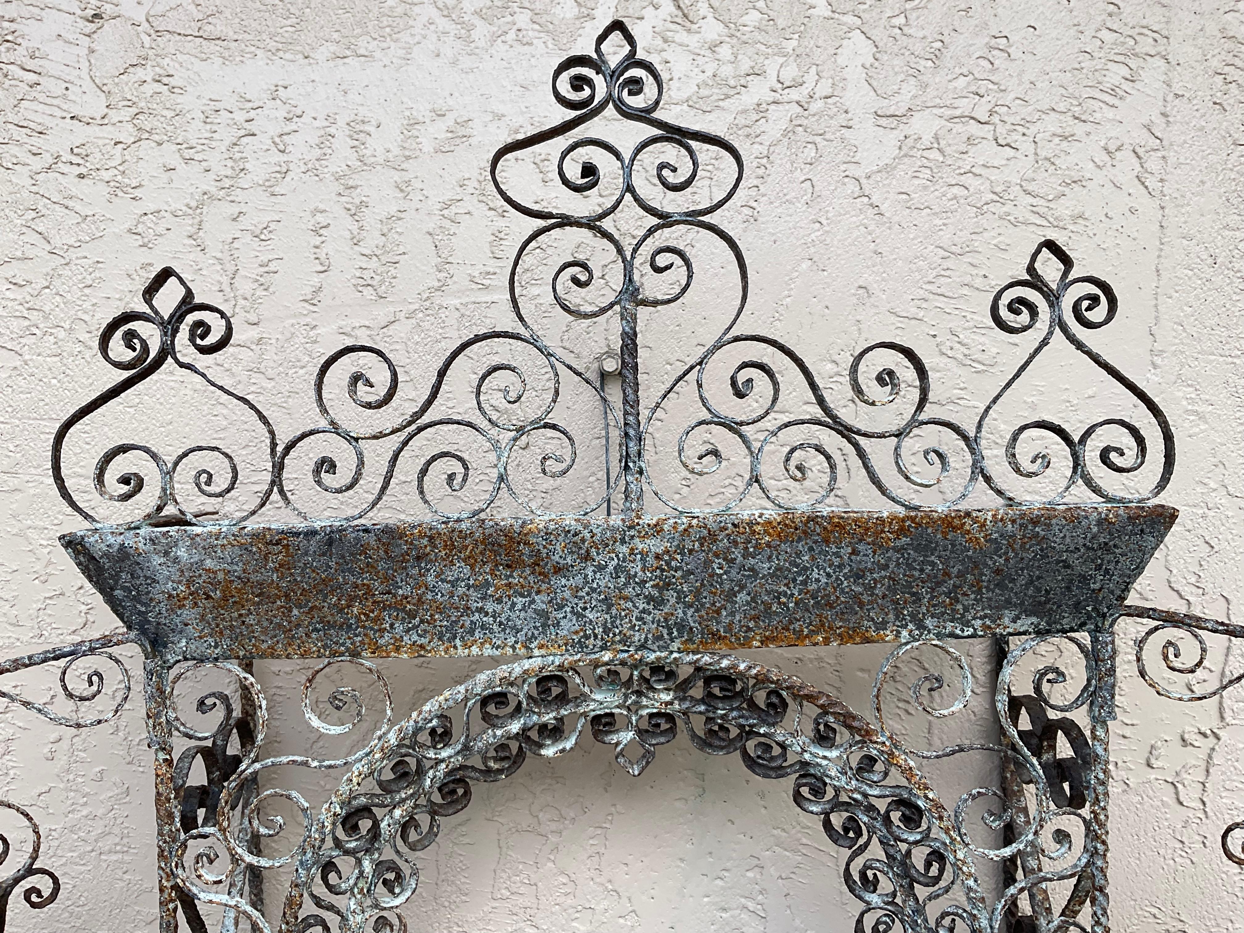 Vintage Wall Hanging Palm Beach Wrought Iron Gate Mizner Style For Sale 4