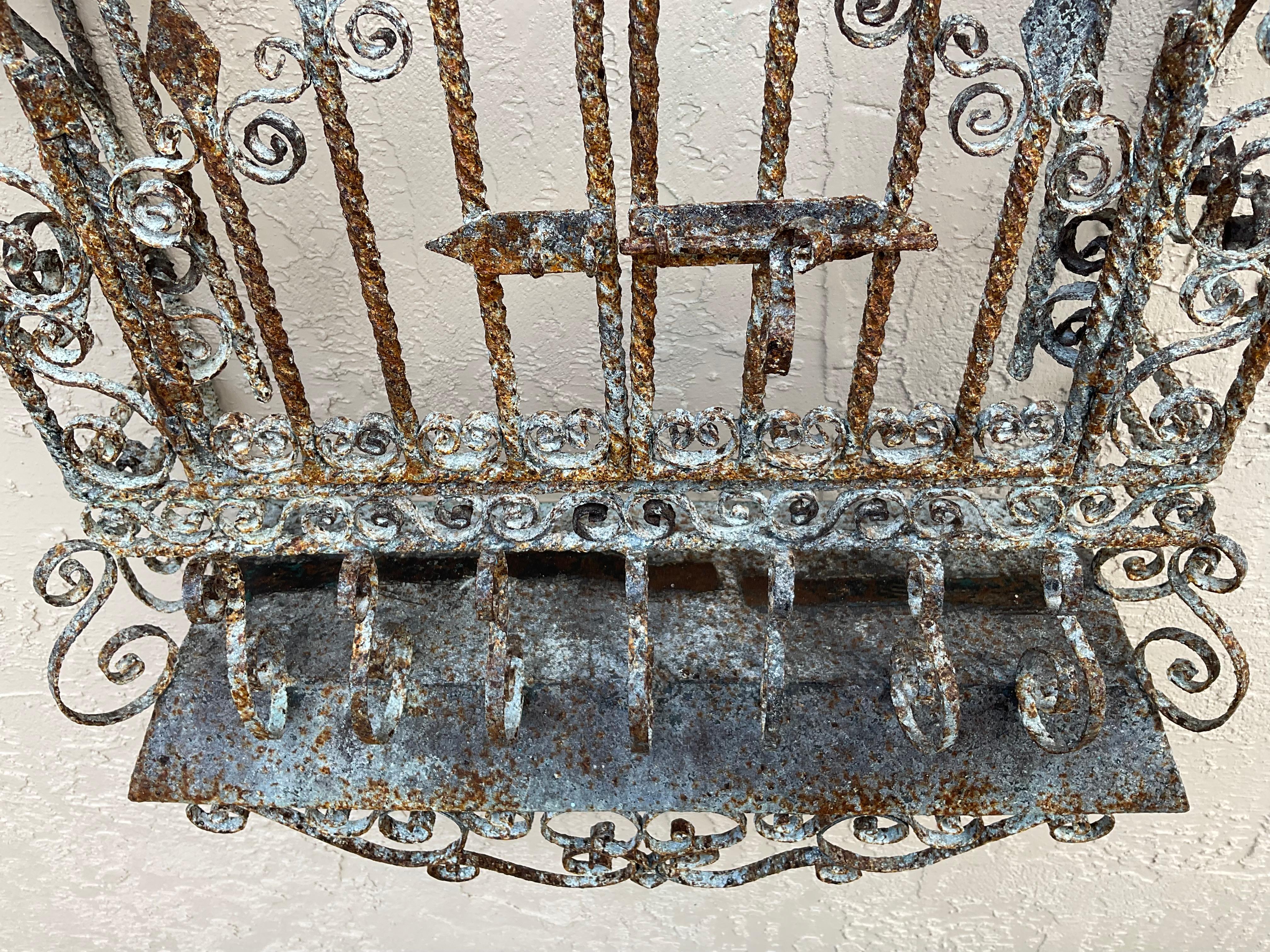 Vintage Wall Hanging Palm Beach Wrought Iron Gate Mizner Style For Sale 5