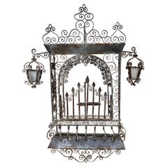 Vintage Wall Hanging Palm Beach Wrought Iron Gate Mizner Style