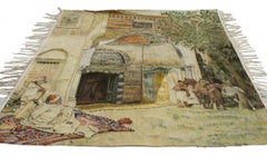 Vintage Wall Hanging Tapestry with Caravanserai Scene