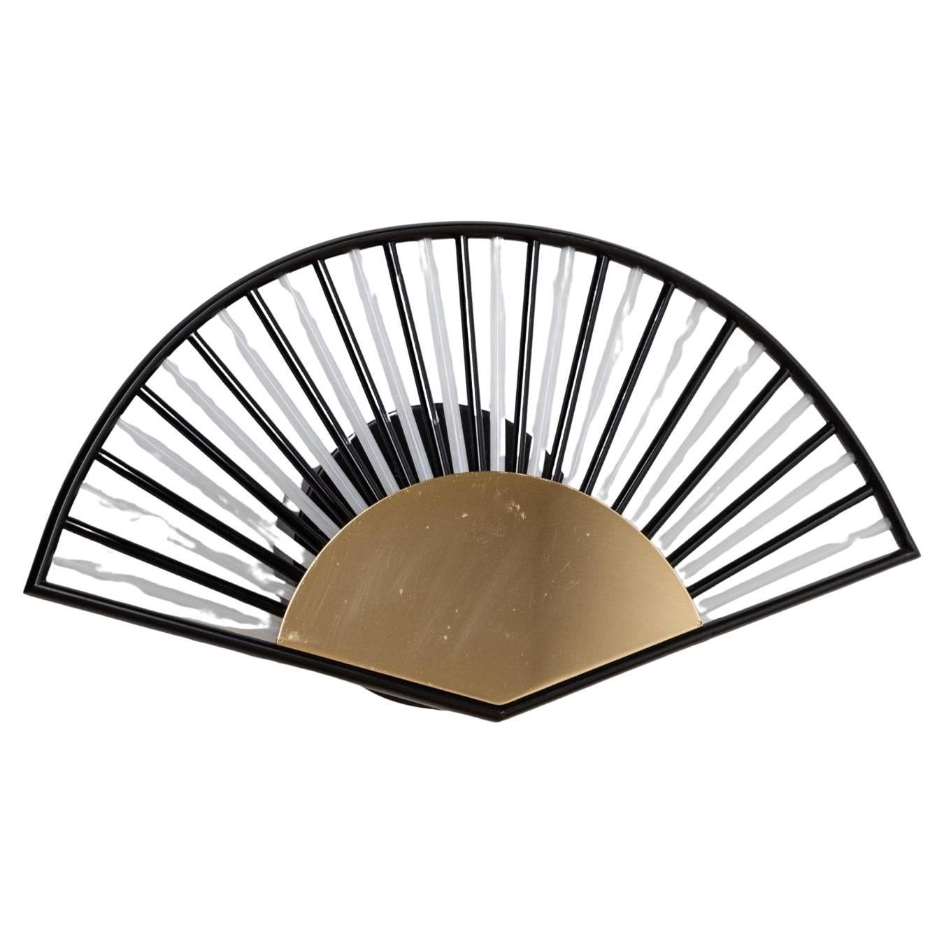 Lámpara de Pared Vintage Ventilador Tubos de Vidrio y Metal Dorado Italia, Años 80