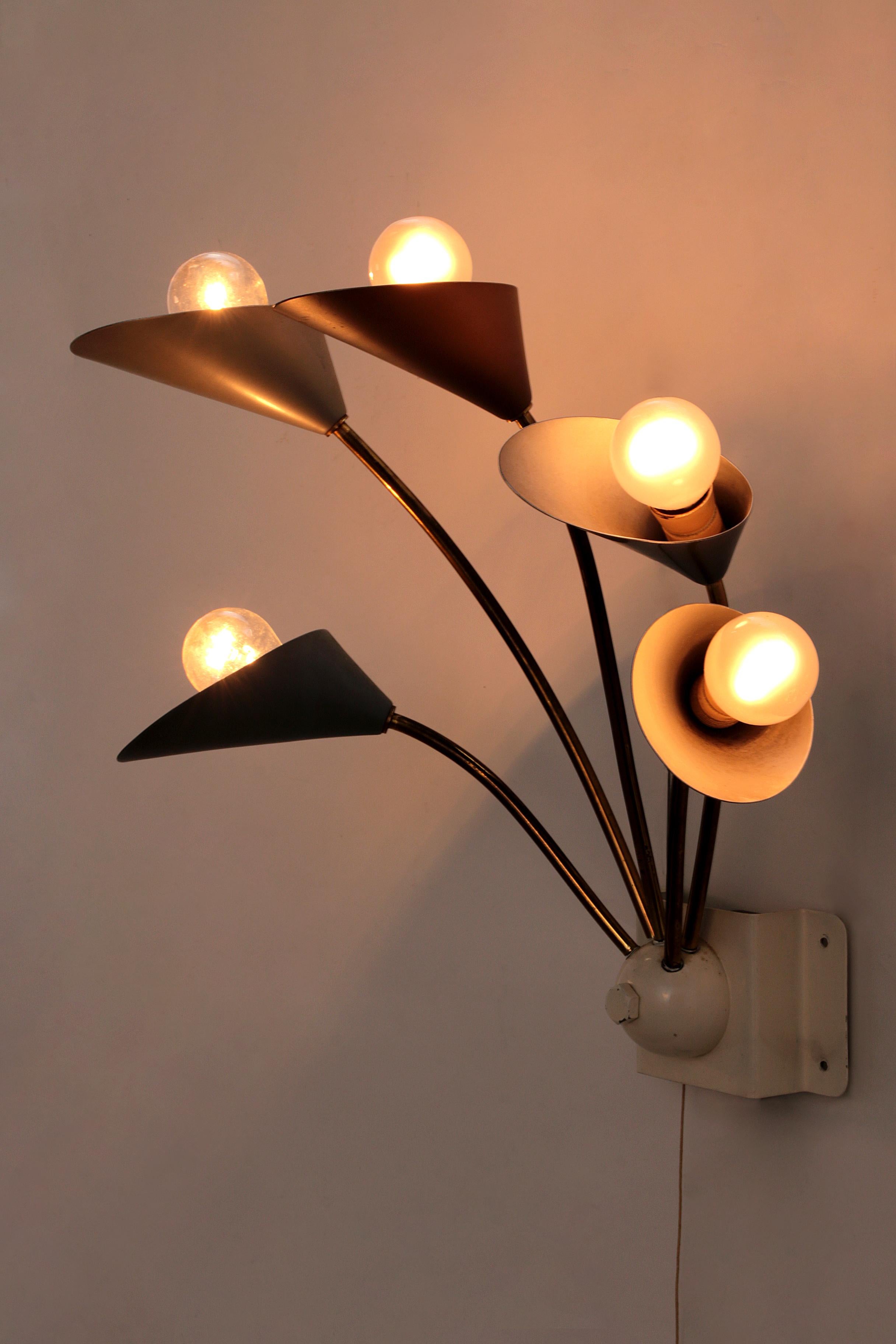Mid-20th Century Vintage Wall Lamp with 5 Lights - Brass Metal, 1960 Denmark For Sale