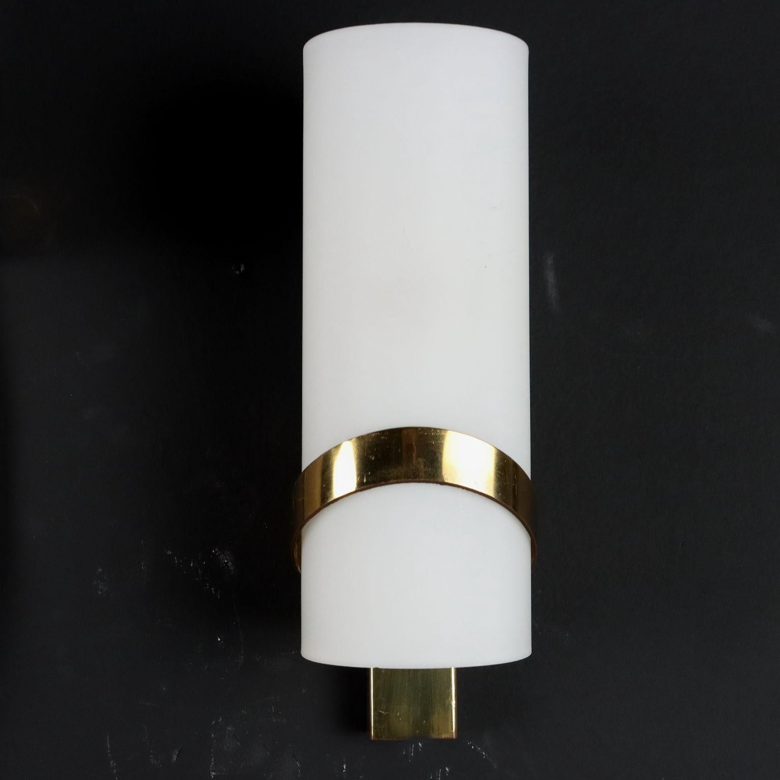 Vintage Wall Lamps 1960s Brass Opaline Glass Lighting For Sale 1