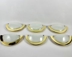 Vintage Wall Lamps Brass & Glass by Massive, Belgium, 1970