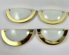 Vintage Wall Lamps Brass & Glass by Massive, Belgium, 1970