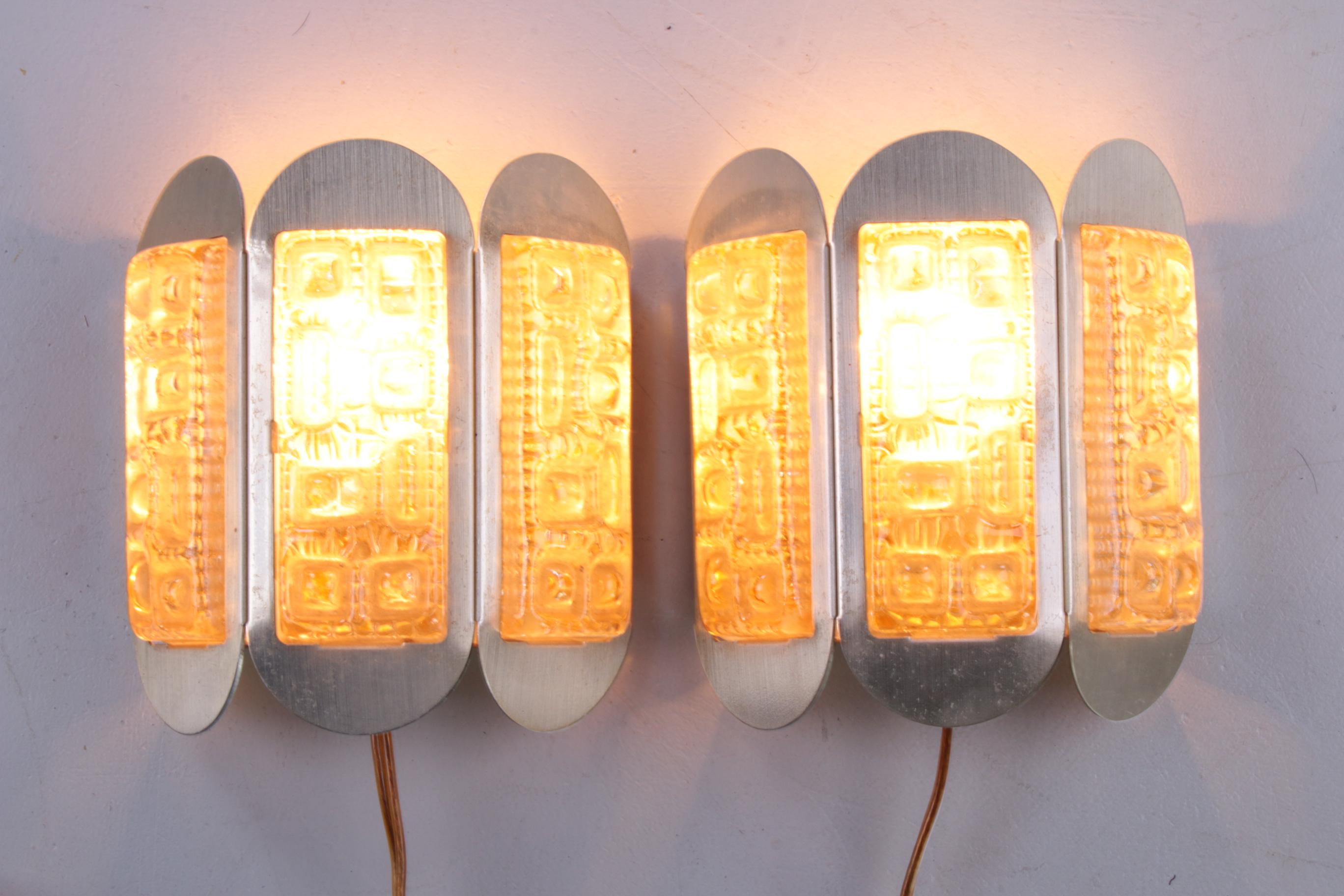 Danish Vintage Wall Lamps by Vitrika with Relief, 60s