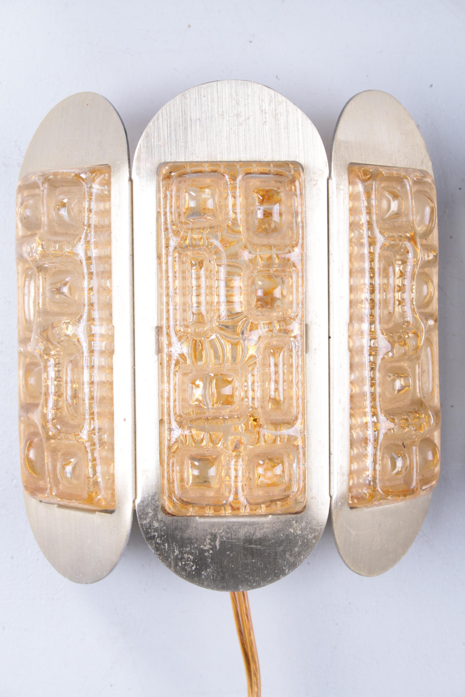 Vintage Wall Lamps by Vitrika with Relief, 60s In Fair Condition In Oostrum-Venray, NL