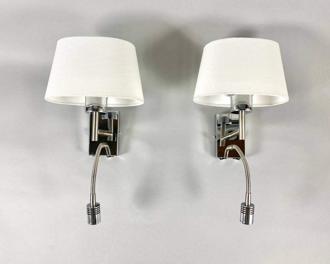 Mid-Century Modern Vintage Wall Lamps with Integrated Led Reader by Honsel Leuchten, 2000