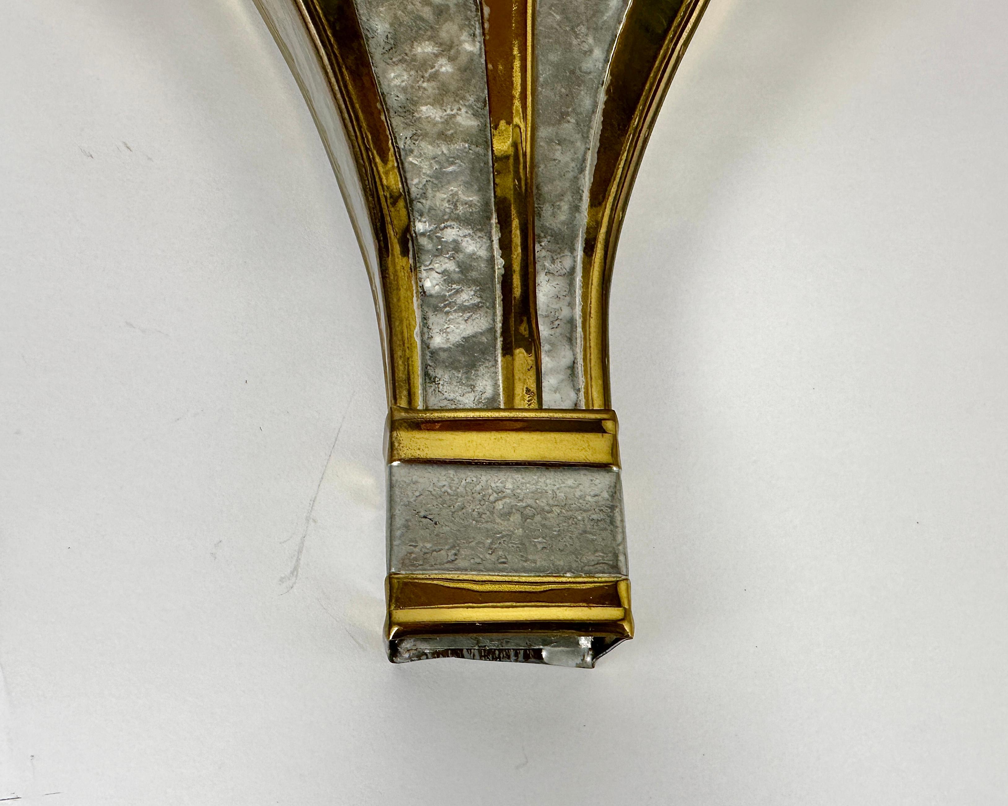 French Vintage Wall Light by Henri Fernandez for Honoré, France, 1970s Gold and Silver For Sale
