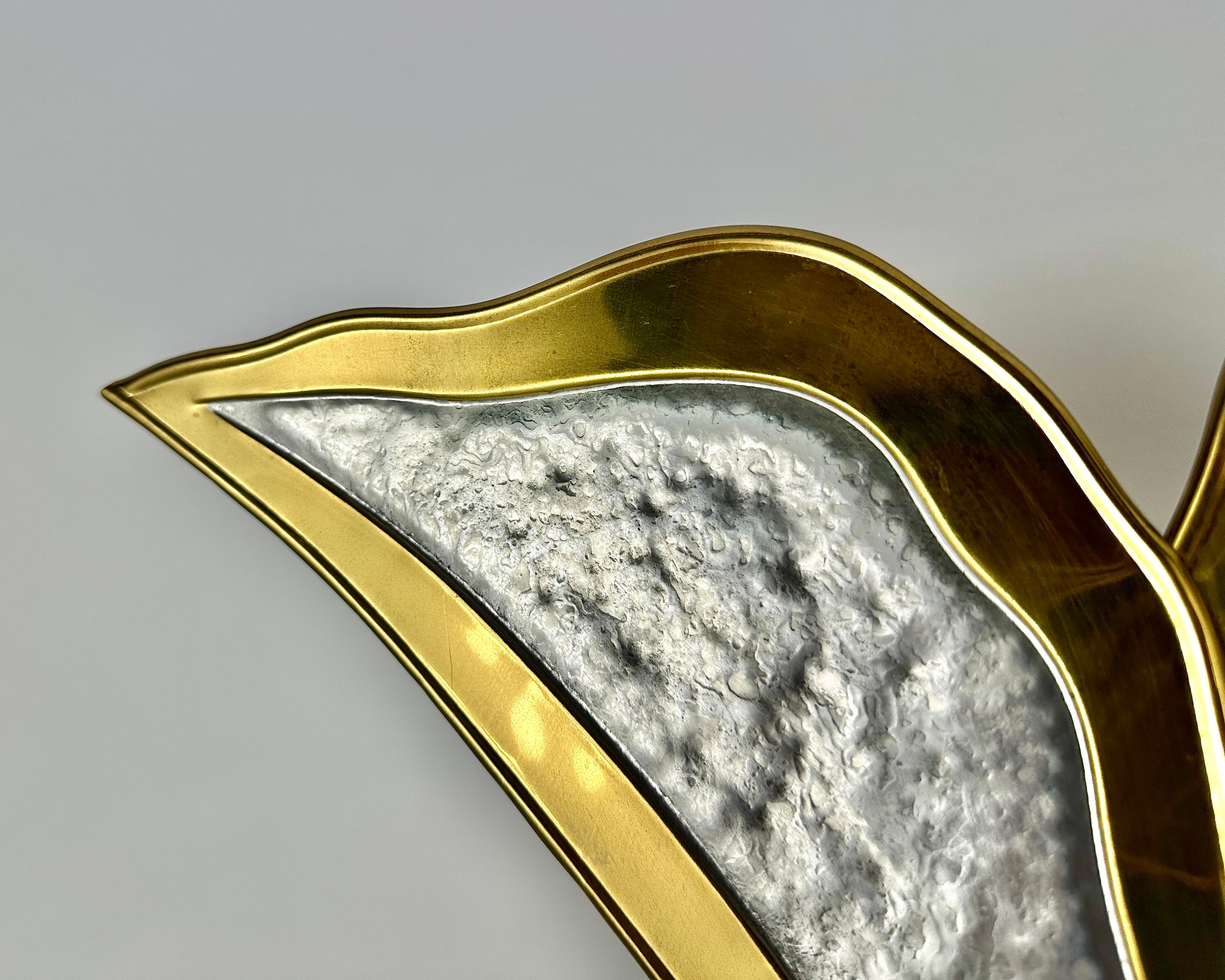 Late 20th Century Vintage Wall Light by Henri Fernandez for Honoré, France, 1970s Gold and Silver For Sale