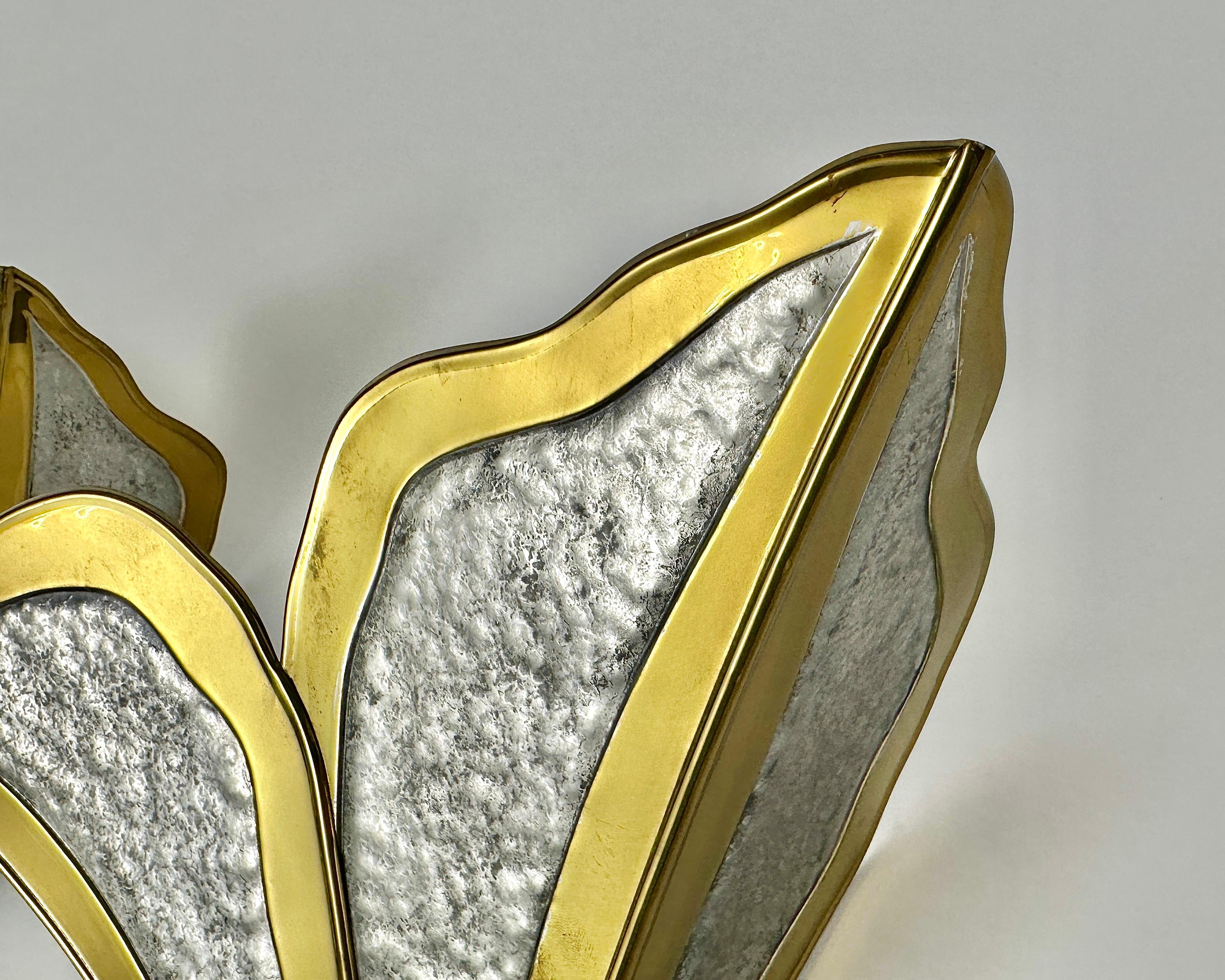 Brass Vintage Wall Light by Henri Fernandez for Honoré, France, 1970s Gold and Silver For Sale